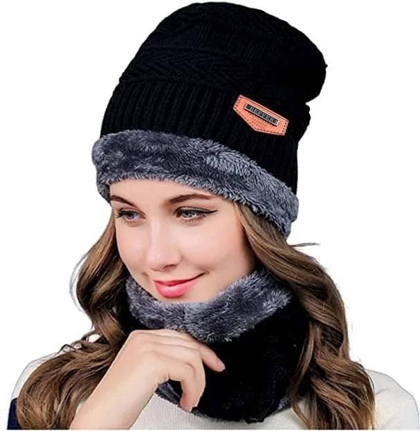     			Evanden Pack of 2 Woollen Men's Cap ( Black )