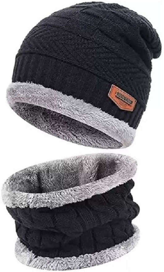     			Evanden Pack of 2 Woollen Men's Cap ( Black )