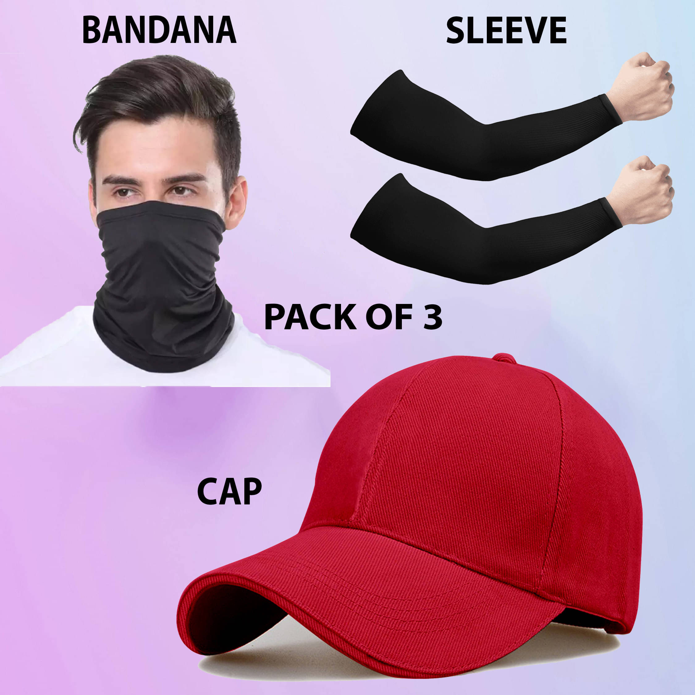     			Evanden Pack of 3 Cotton Men's Cap ( Red )
