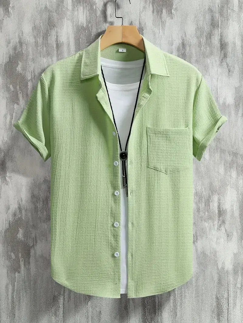 FABRIPPLE Polyester Regular Fit Popcorn Textured Half Sleeves Men's Casual Shirt - Green ( Pack of 1 ) FABRIPPLE Polyester Regular Fit Popcorn Textured Half Sleeves Men's Casual Shirt - Green ( Pack of 1 )