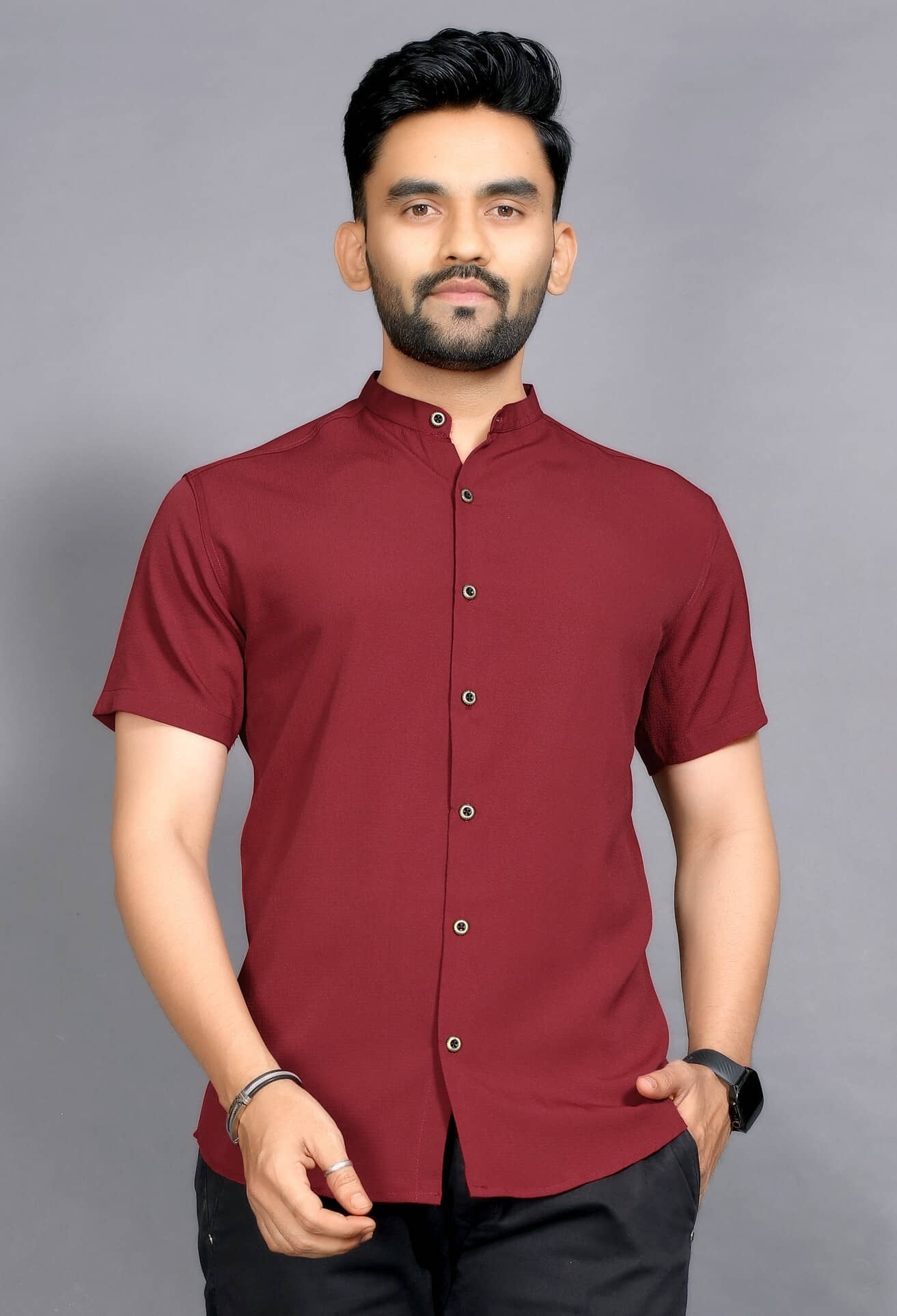 FABRIPPLE Polyester Regular Fit Popcorn Textured Half Sleeves Men's Casual Shirt - Red ( Pack of 1 )