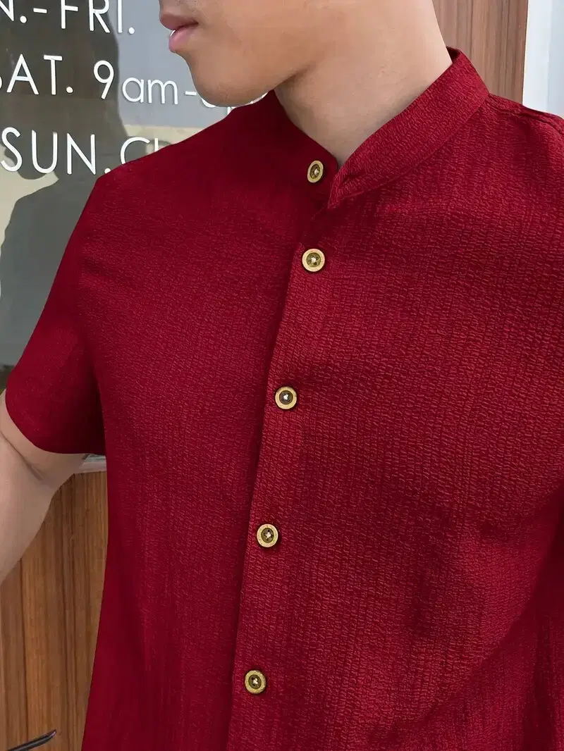 FABRIPPLE Polyester Regular Fit Popcorn Textured Half Sleeves Men's Casual Shirt - Red ( Pack of 1 ) FABRIPPLE Polyester Regular Fit Popcorn Textured Half Sleeves Men's Casual Shirt - Red ( Pack of 1 )