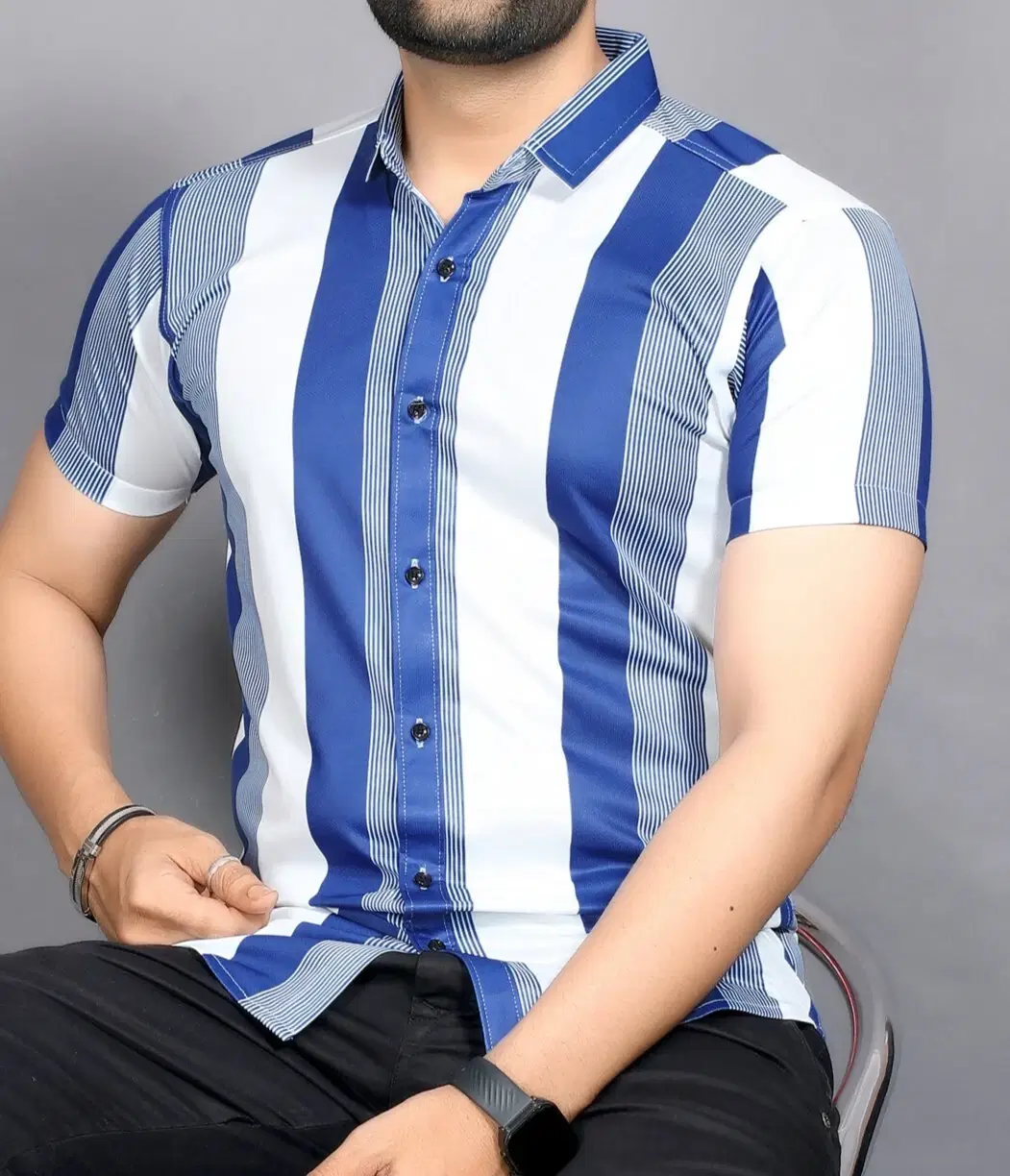 FABRIPPLE Polyester Regular Fit Striped Half Sleeves Men's Casual Shirt - Blue ( Pack of 1 ) FABRIPPLE Polyester Regular Fit Striped Half Sleeves Men's Casual Shirt - Blue ( Pack of 1 )