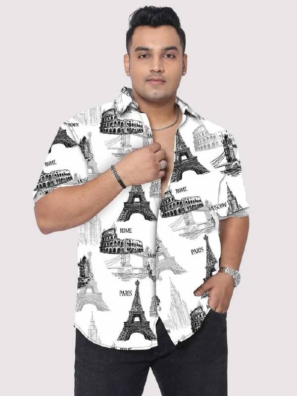 KRIVA Cotton Blend Regular Fit Printed Half Sleeves Men's Casual Shirt - White ( Pack of 1 ) KRIVA Cotton Blend Regular Fit Printed Half Sleeves Men's Casual Shirt - White ( Pack of 1 )