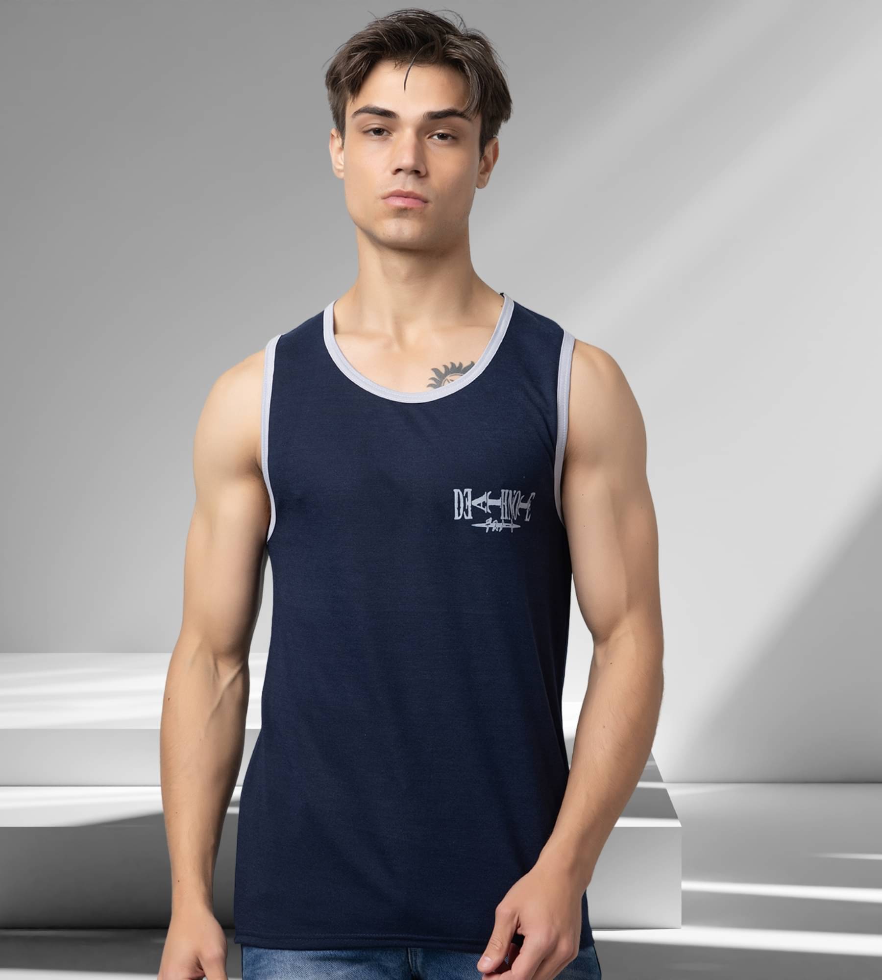 Looks United Pack of 1 Cotton Blend Basic Vest For Men ( Blue ) Looks United Pack of 1 Cotton Blend Basic Vest For Men ( Blue )