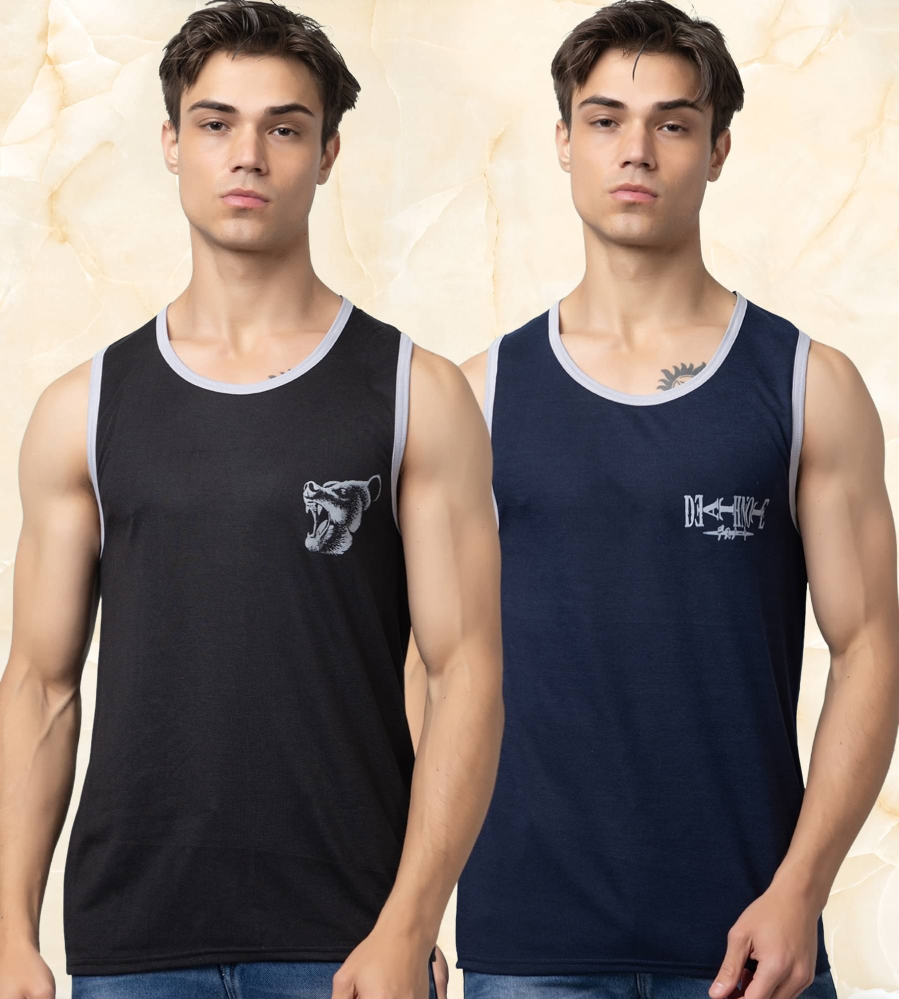 Looks United Pack of 2 Cotton Blend Basic Vest For Men ( Multicolor )     			Looks United Pack of 2 Cotton Blend Basic Vest For Men ( Multicolor )