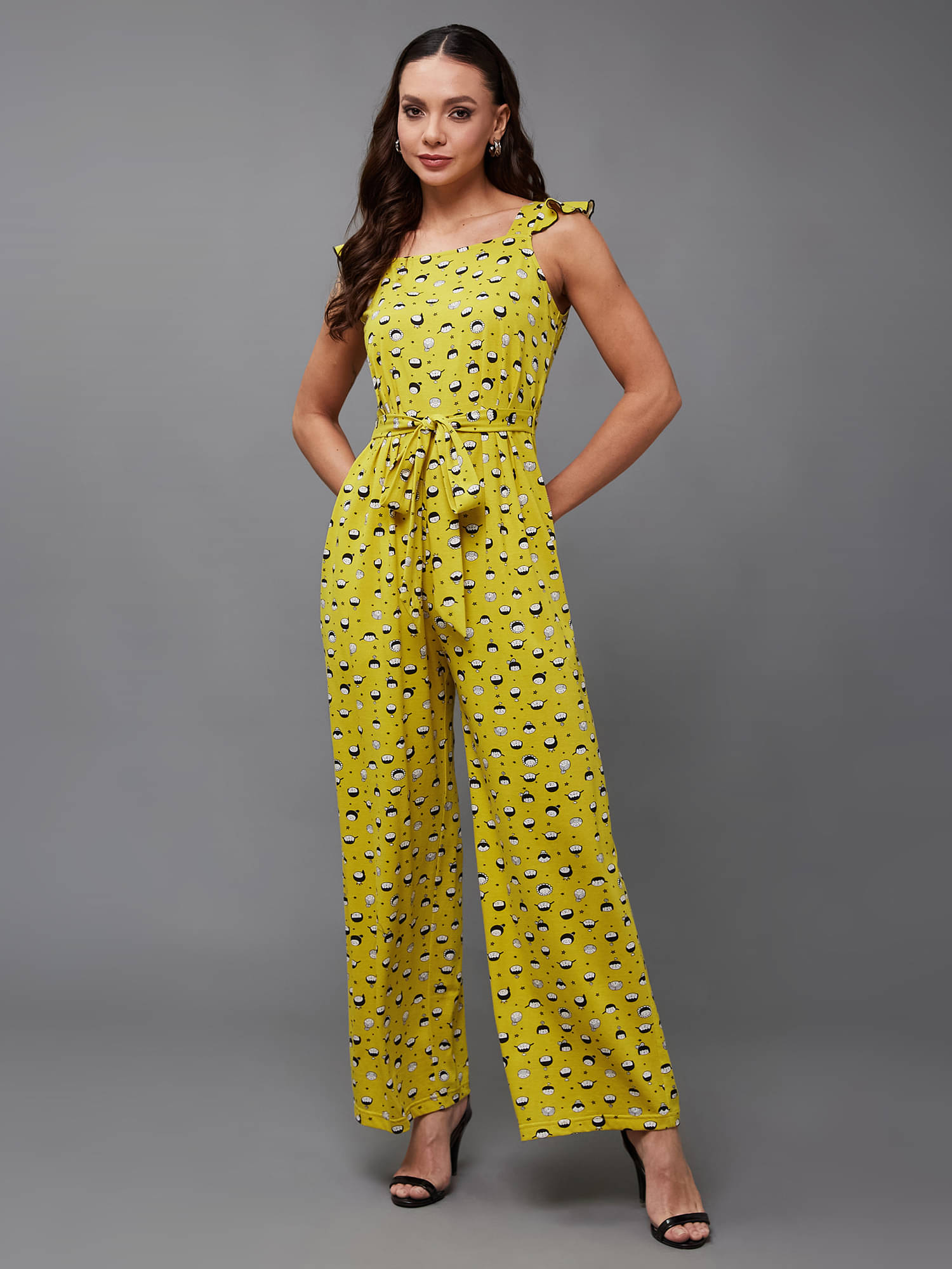     			Miss Chase Women Printed Cotton Jumpsuit ( Mustard )