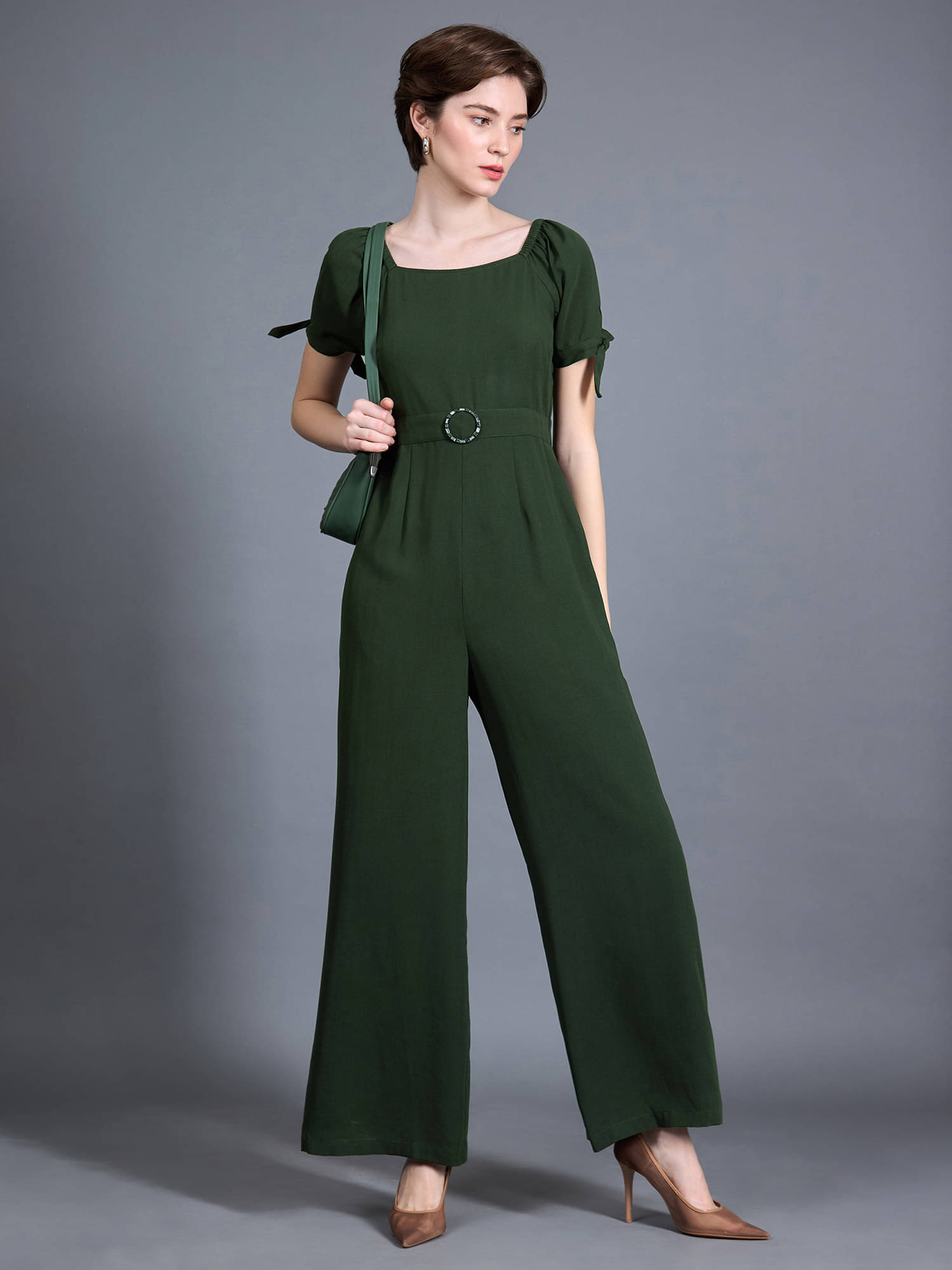 Miss Chase Women Printed Crepe Jumpsuit ( Green ) Miss Chase Women Printed Crepe Jumpsuit ( Green )