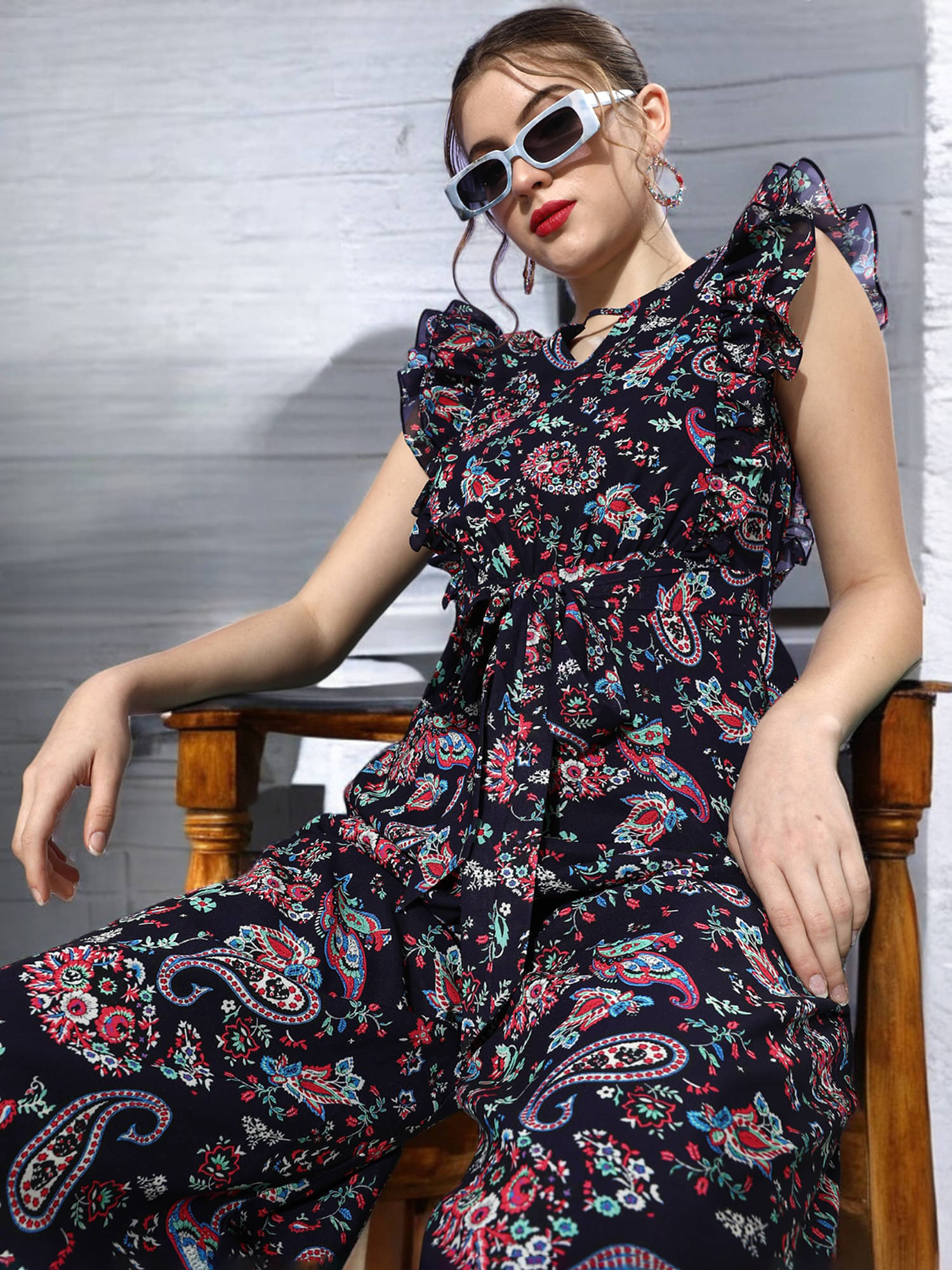     			Miss Chase Women Printed Georgette Jumpsuit ( Multicolor )