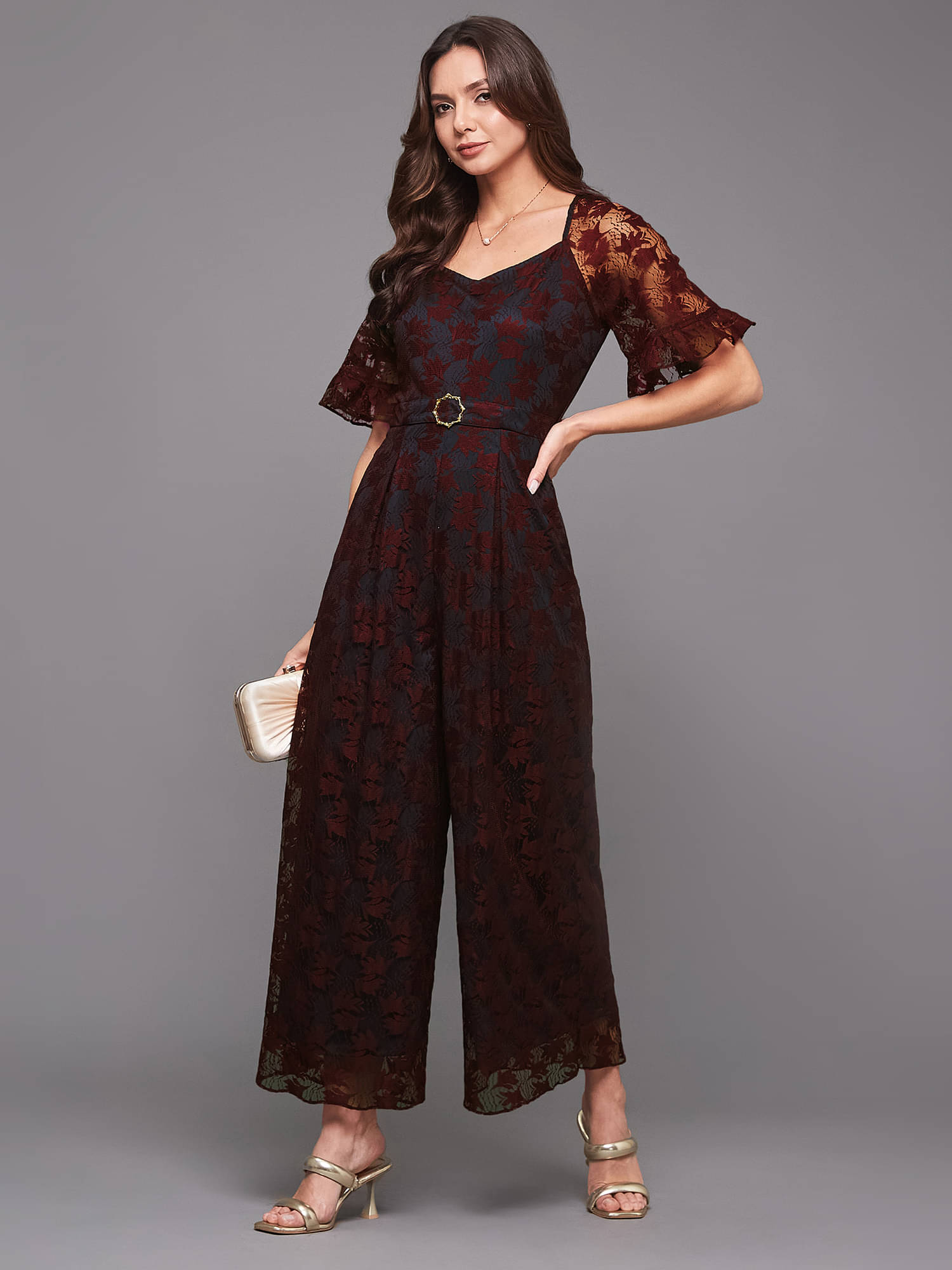 Miss Chase Women Printed Polyester Jumpsuit ( Teal ) Miss Chase Women Printed Polyester Jumpsuit ( Teal )