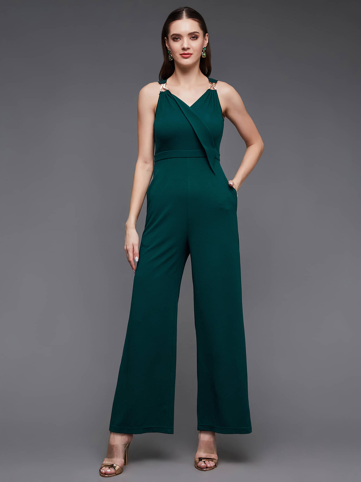 Miss Chase Women Printed Polyester Jumpsuit ( Green )     			Miss Chase Women Printed Polyester Jumpsuit ( Green )