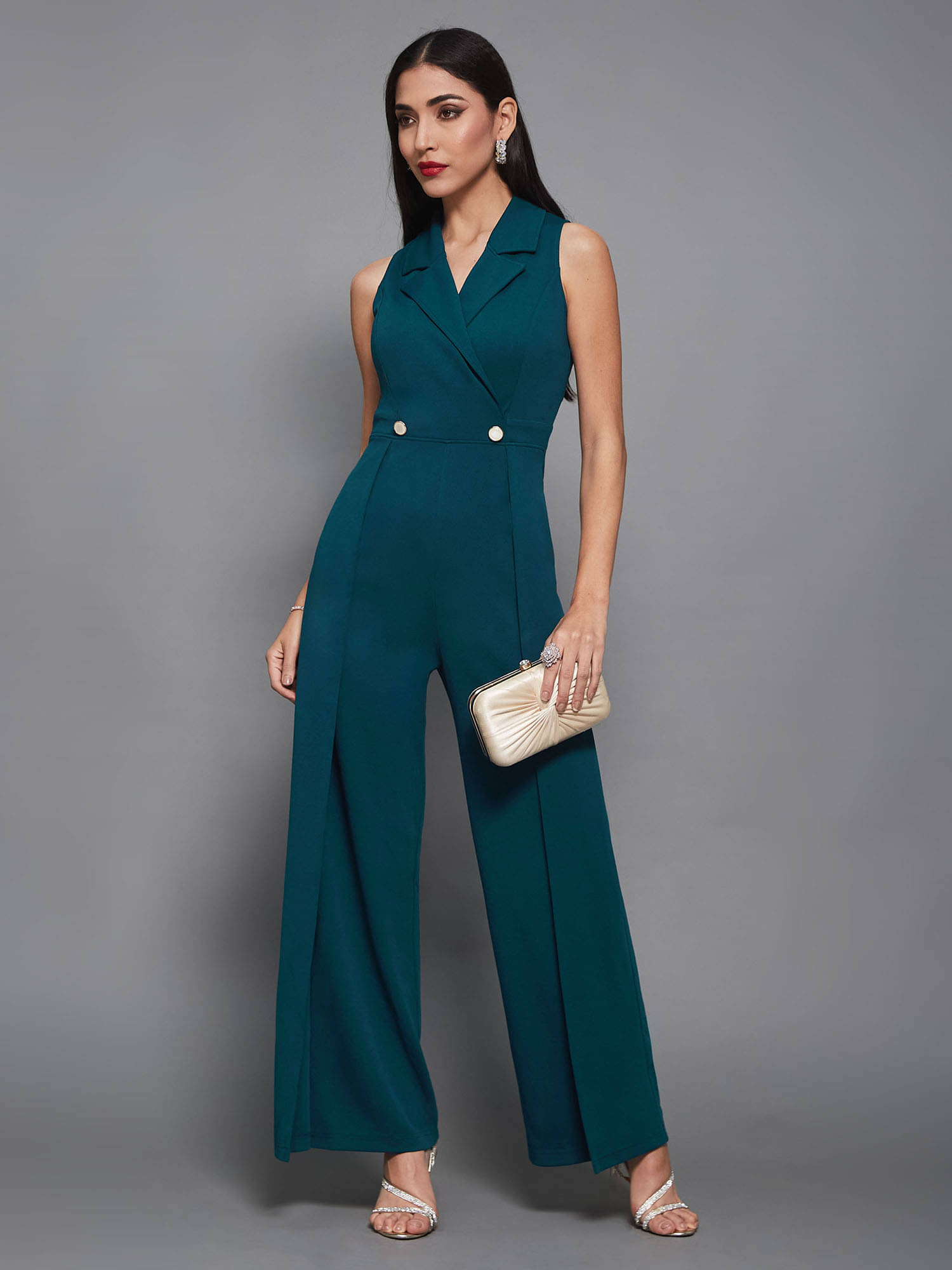 Miss Chase Women Printed Polyester Jumpsuit ( Teal ) Miss Chase Women Printed Polyester Jumpsuit ( Teal )