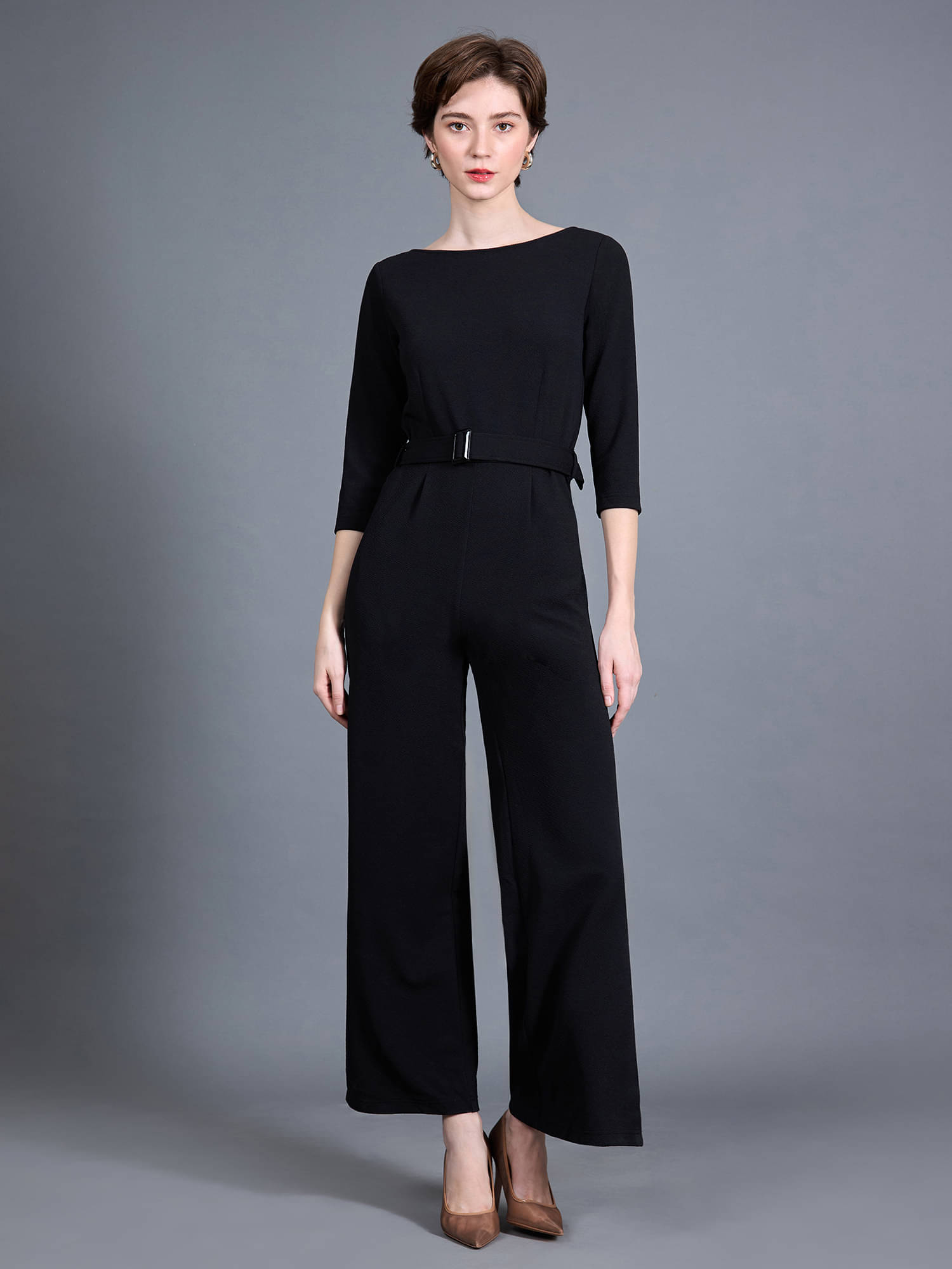     			Miss Chase Women Printed Polyester Jumpsuit ( Black )