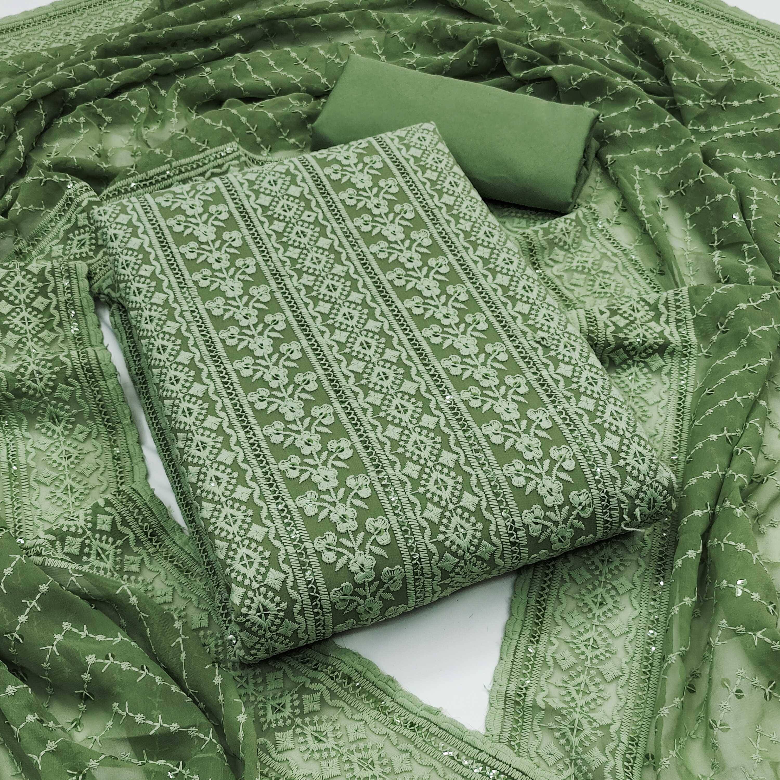     			Panbai sarees Women Georgette Unstitched Dress Material ( Green )