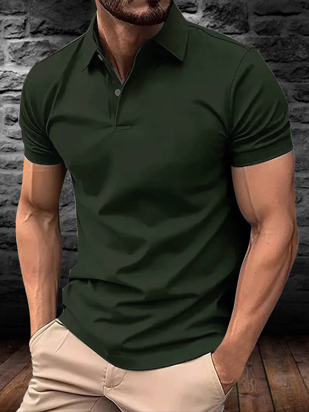     			Simple Solution Men Polyester Regular Fit Solid Polo T Shirt ( Olive )