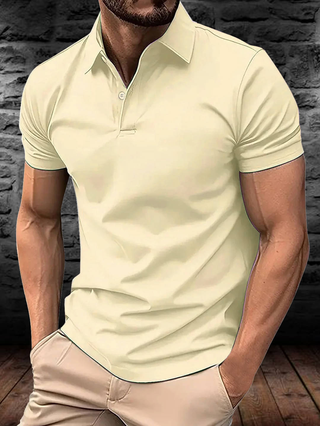     			Simple Solution Men Polyester Regular Fit Solid Polo T Shirt ( Beige )