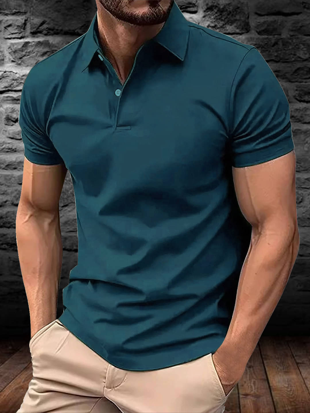     			Simple Solution Men Polyester Regular Fit Solid Polo T Shirt ( Teal Blue )