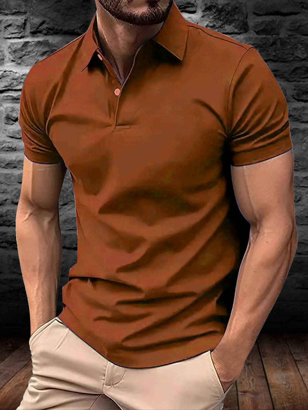 Simple Solution Men Polyester Regular Fit Solid Polo T Shirt ( Rust ) Simple Solution Men Polyester Regular Fit Solid Polo T Shirt ( Rust )