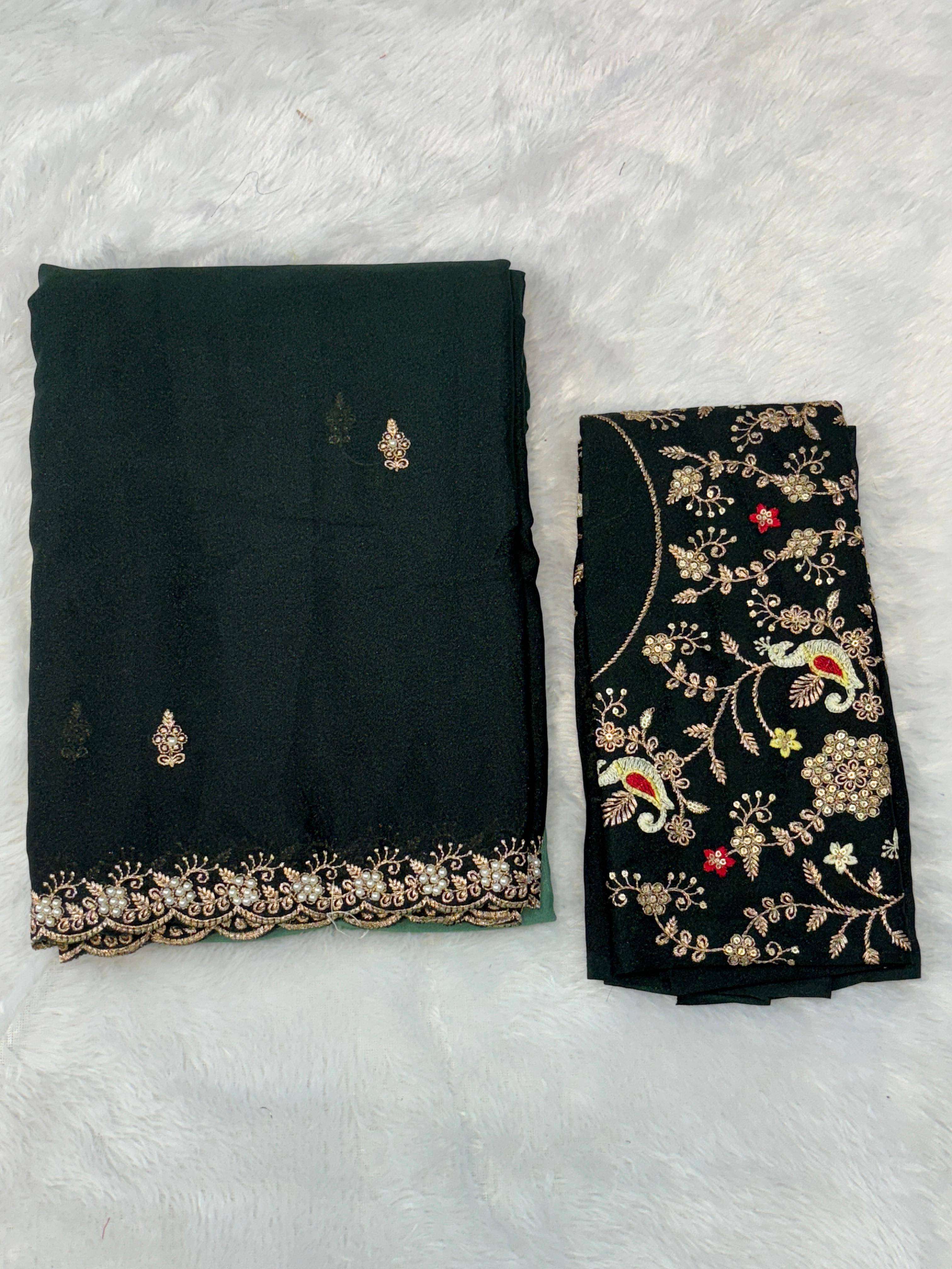     			Sitanjali Chanderi Embellished Chanderi saree With Unstitched Blouse Piece ( Green )