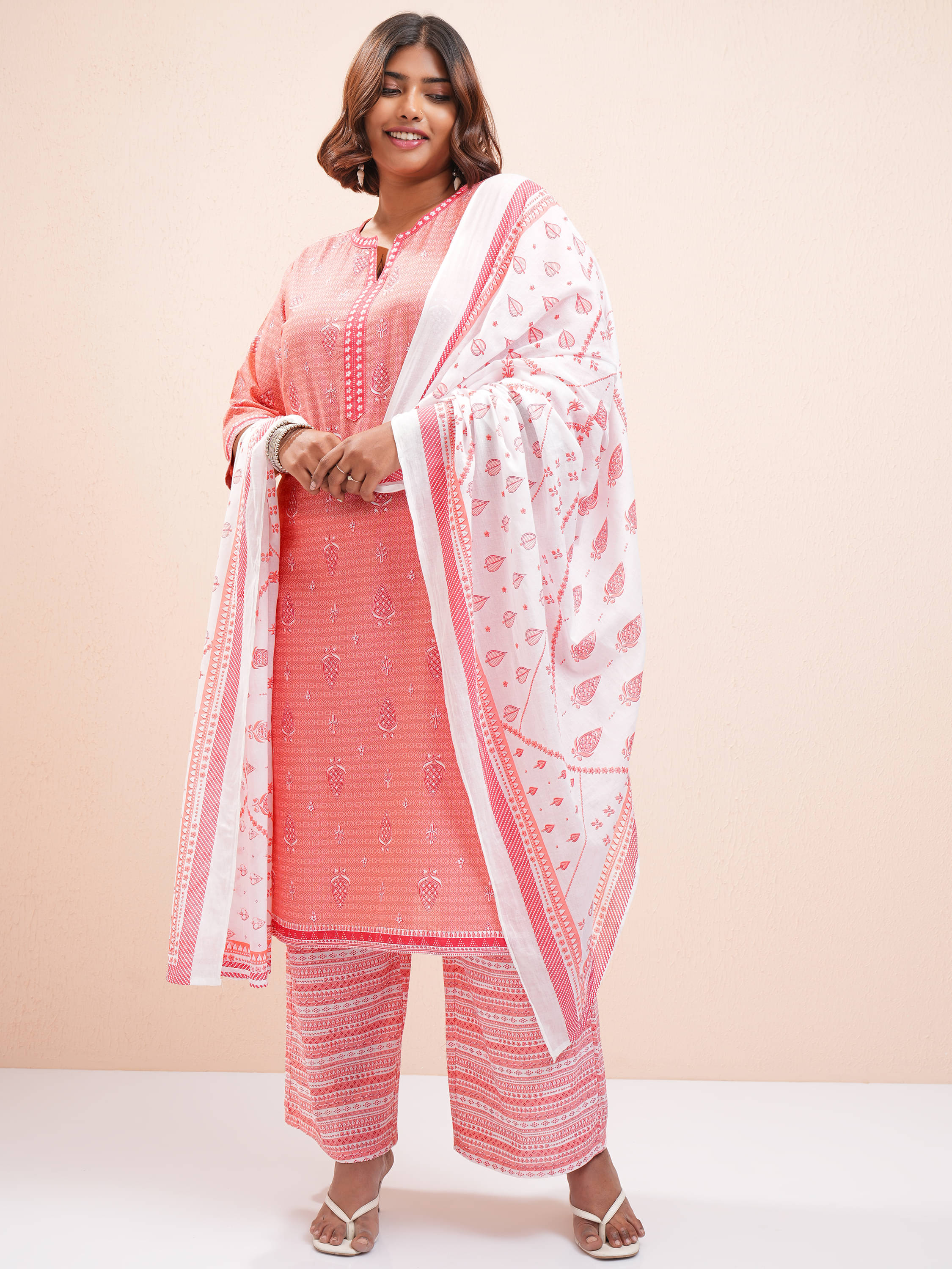     			Vishudh Women Cotton Embroidered Straight Kurti With Palazzo ( Multicolor )