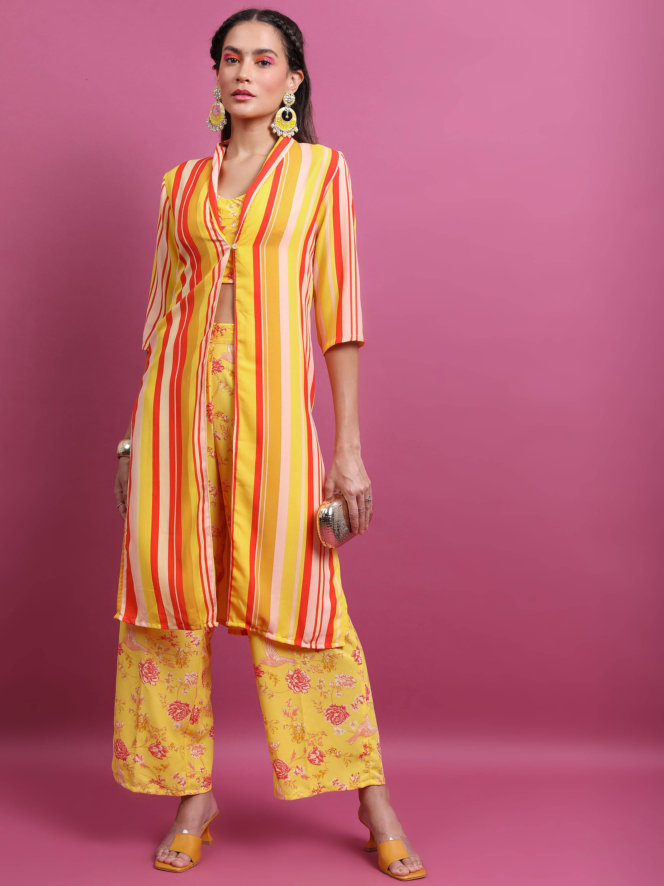     			Vishudh Women Polyester Self Design Straight Kurti With Pants ( Multicolor )