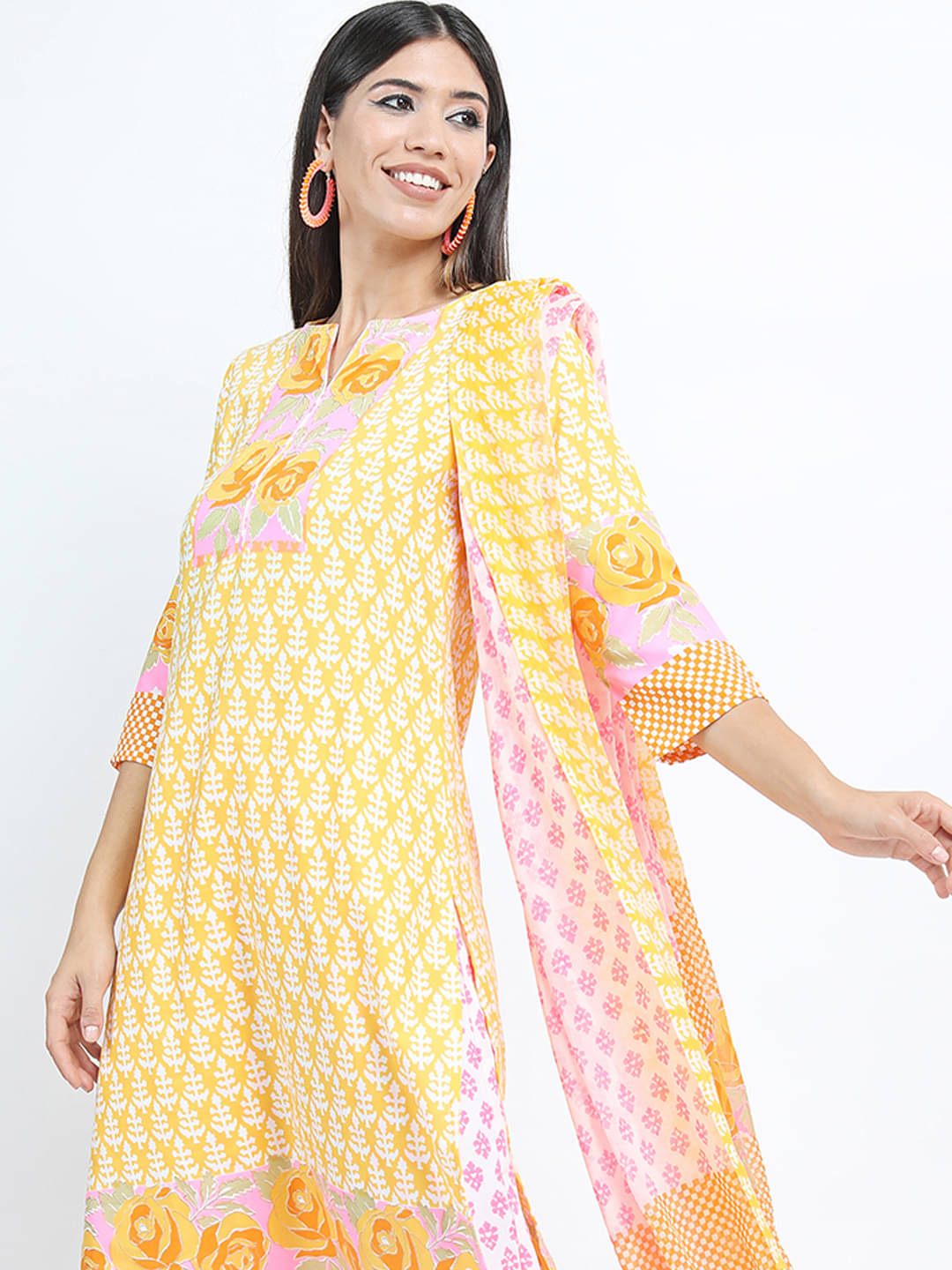 Vishudh Women Viscose Printed Straight Kurti With Palazzo ( Yellow ) Vishudh Women Viscose Printed Straight Kurti With Palazzo ( Yellow )