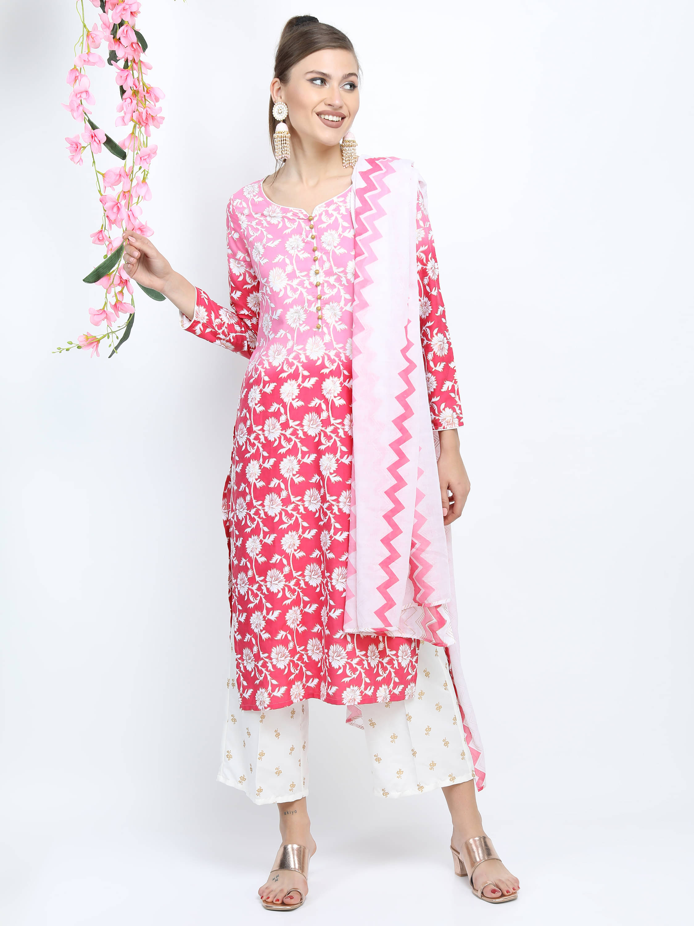 Vishudh Women Viscose Printed Straight Kurti With Palazzo ( Multicolor ) Vishudh Women Viscose Printed Straight Kurti With Palazzo ( Multicolor )