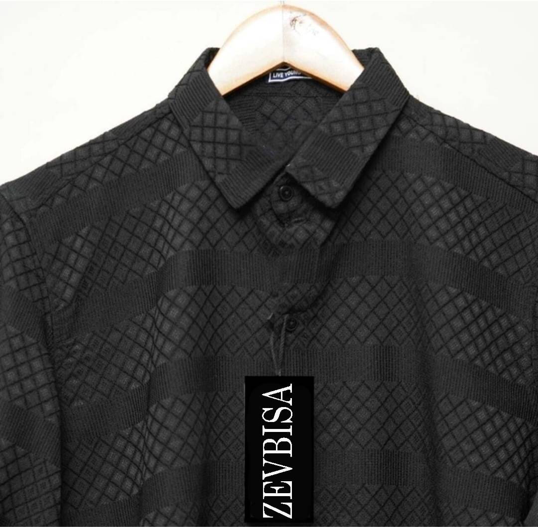     			ZEVBISA Poly Cotton Regular Fit Self Design Full Sleeves Men's Casual Shirt - Black ( Pack of 1 )
