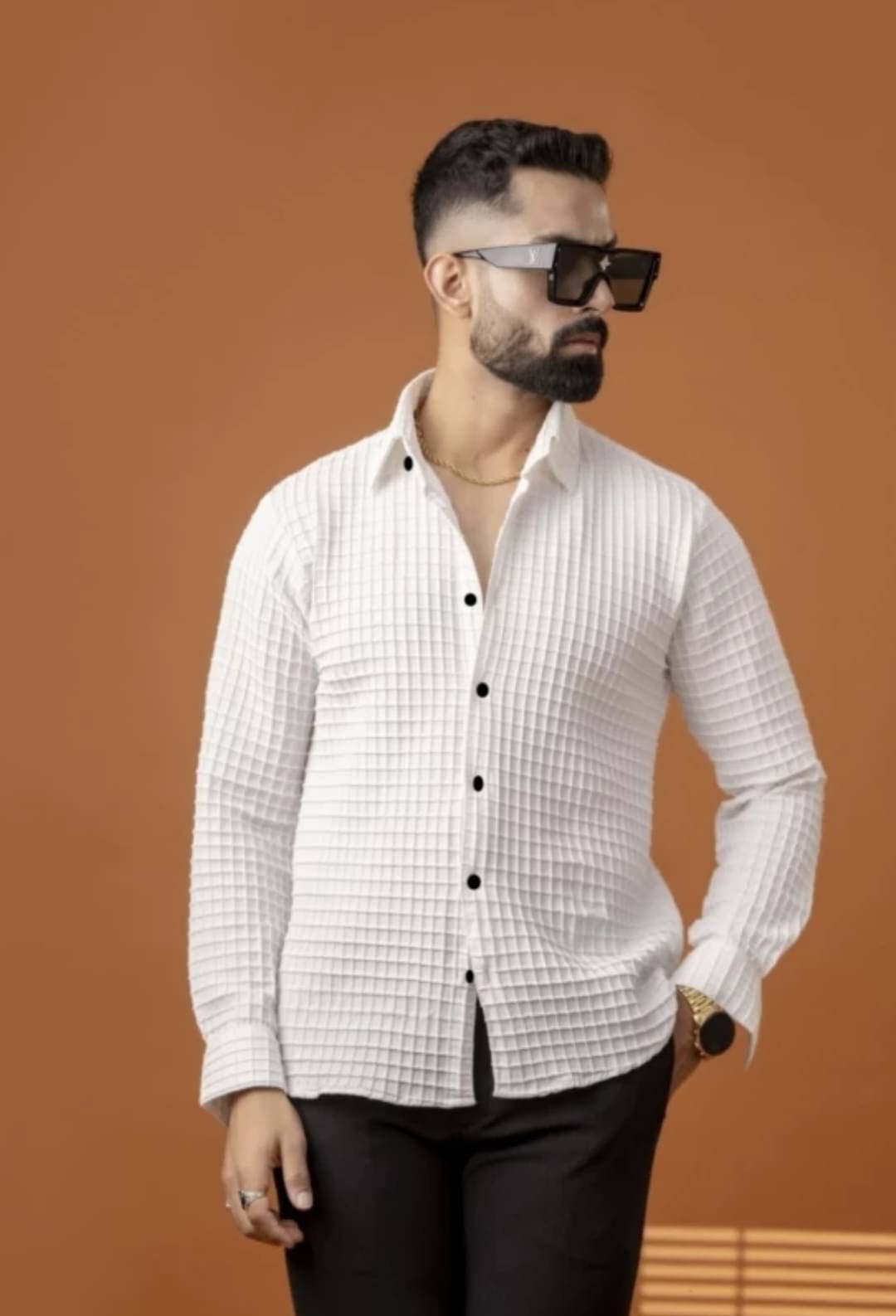     			ZEVBISA Poly Cotton Regular Fit Self Design Full Sleeves Men's Casual Shirt - White ( Pack of 1 )