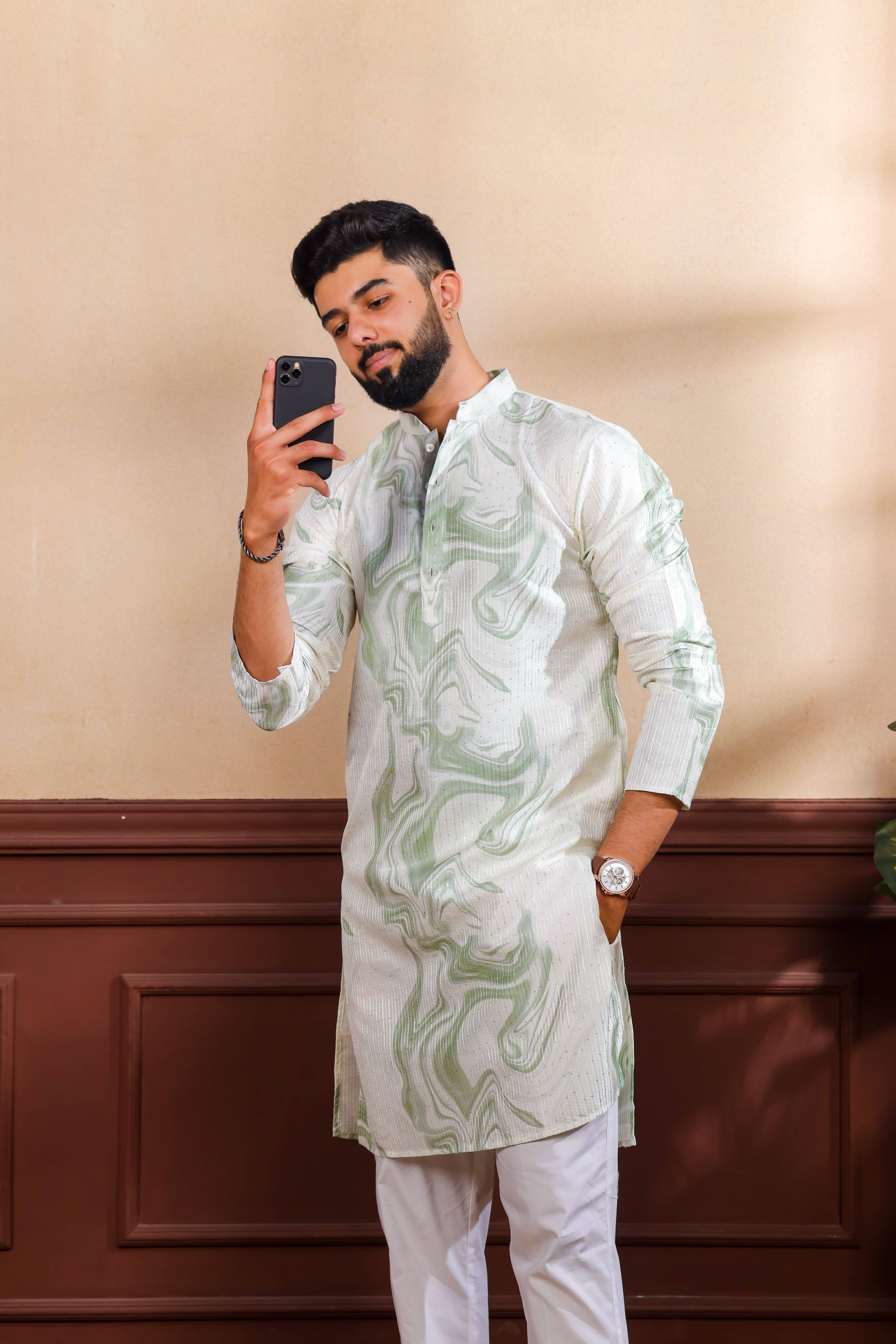 koshin Green Cotton Blend Men's Regular Kurta ( Pack of 1 ) koshin Green Cotton Blend Men's Regular Kurta ( Pack of 1 )