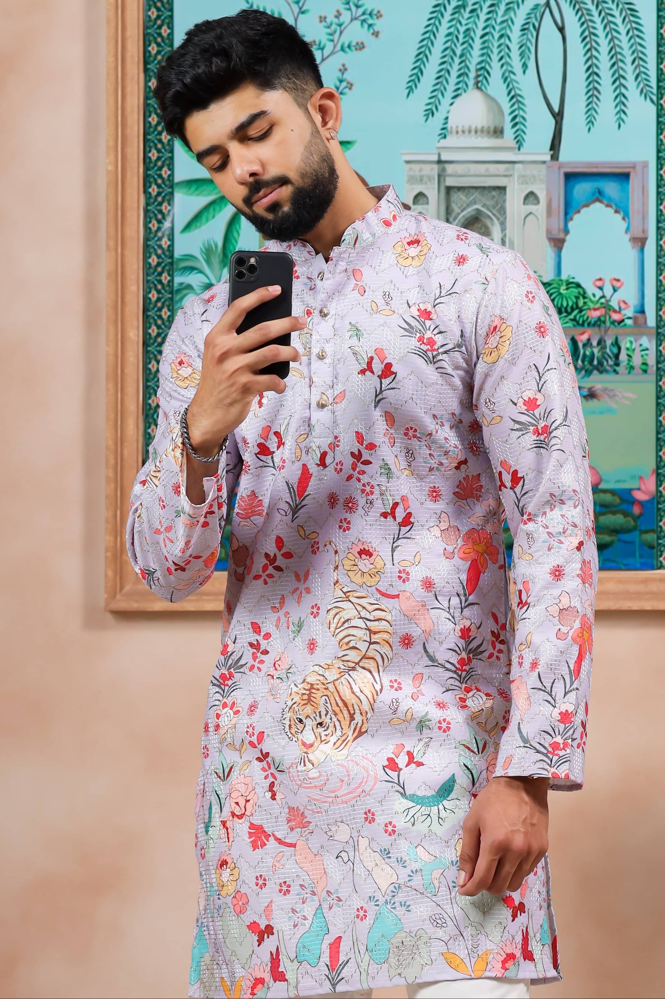 koshin Lavender Cotton Blend Regular Fit Men's Kurta Pyjama Set ( Pack of 1 ) koshin Lavender Cotton Blend Regular Fit Men's Kurta Pyjama Set ( Pack of 1 )