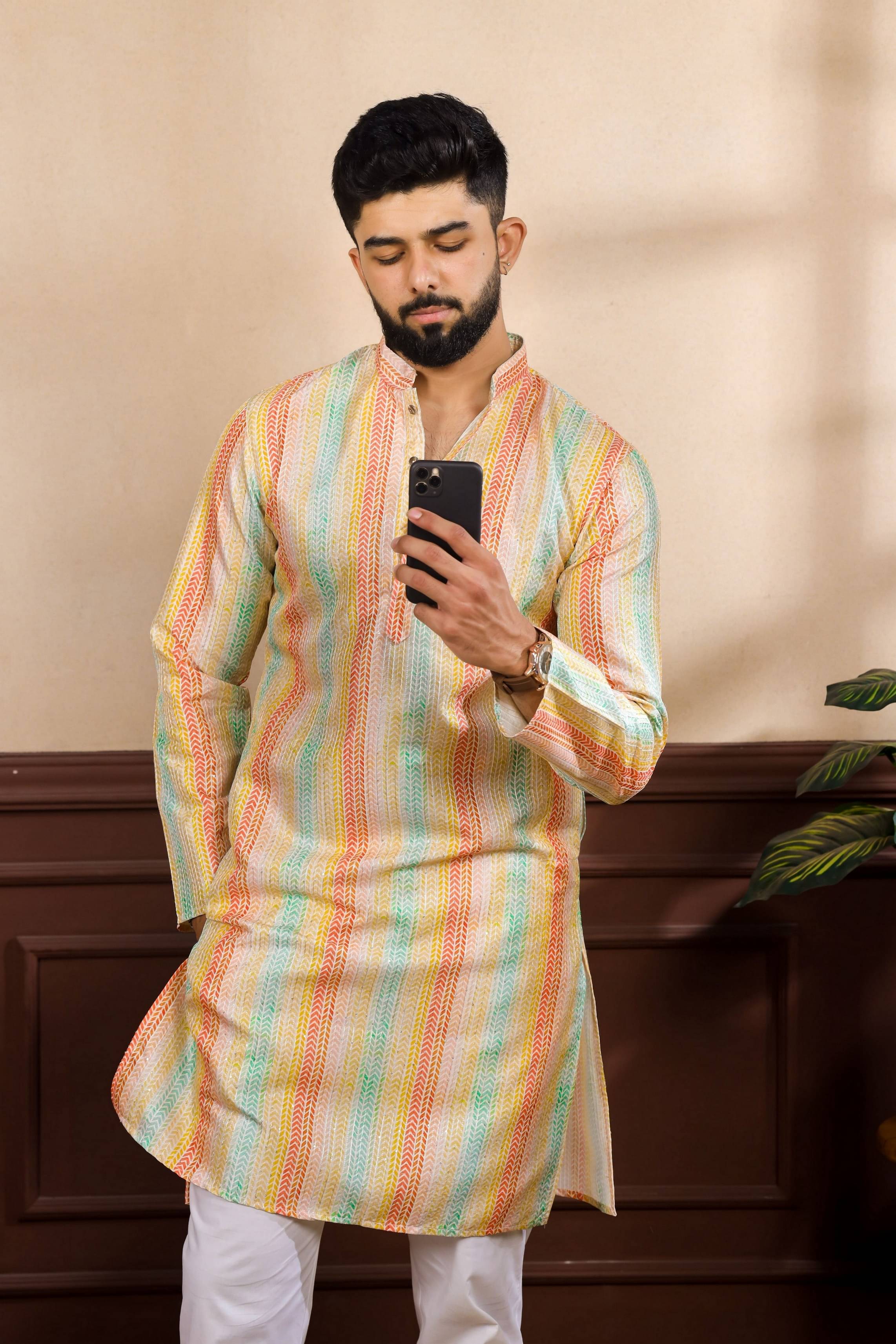 koshin Multi Cotton Blend Men's Regular Kurta ( Pack of 1 ) koshin Multi Cotton Blend Men's Regular Kurta ( Pack of 1 )