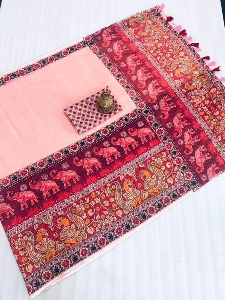     			supalee Tex Linen Printed Regular Saree With Unstitched Blouse Piece ( Multicolor 2 )