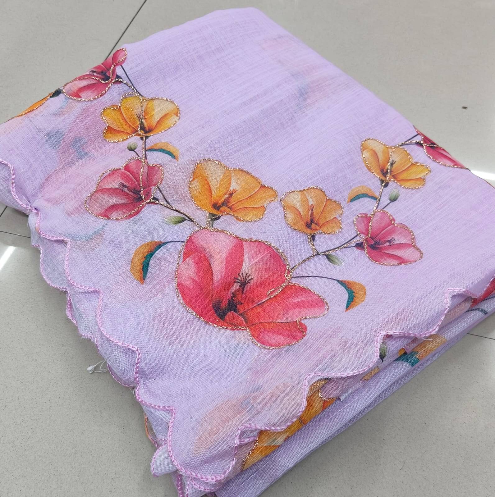     			supalee Tex Linen Printed Regular Saree With Unstitched Blouse Piece ( Multicolor 2 )