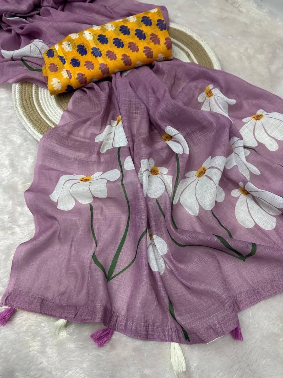     			supalee Tex Linen Printed Regular Saree With Unstitched Blouse Piece ( Multicolor 2 )