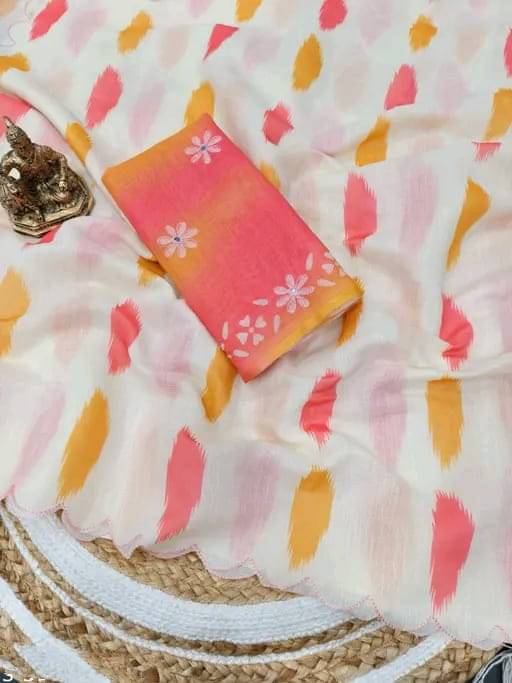 supalee Tex Linen Printed Regular Saree With Unstitched Blouse Piece ( Multicolor 2 ) supalee Tex Linen Printed Regular Saree With Unstitched Blouse Piece ( Multicolor 2 )