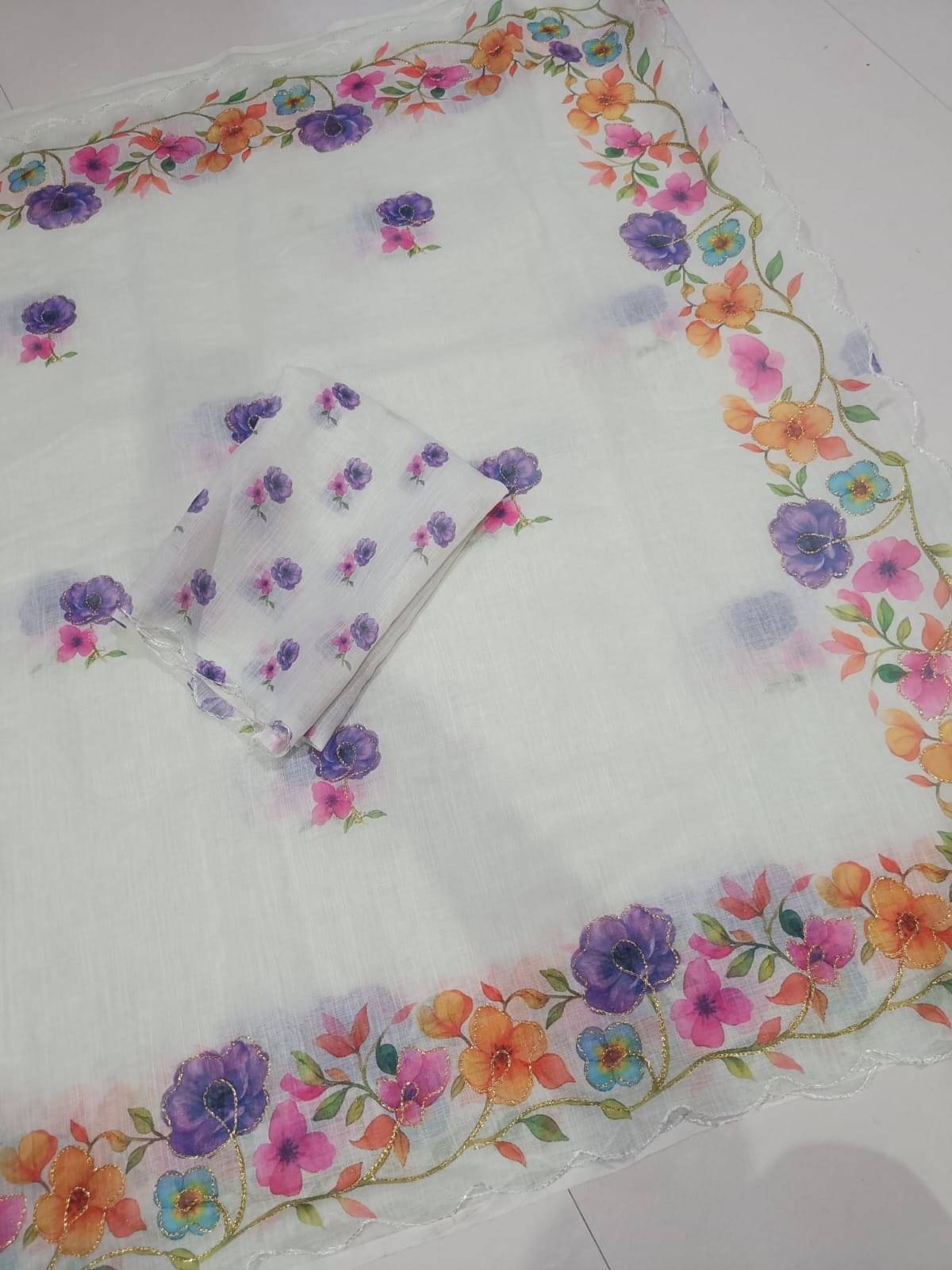 supalee Tex Linen Printed Regular Saree With Unstitched Blouse Piece ( Multicolor 2 ) supalee Tex Linen Printed Regular Saree With Unstitched Blouse Piece ( Multicolor 2 )
