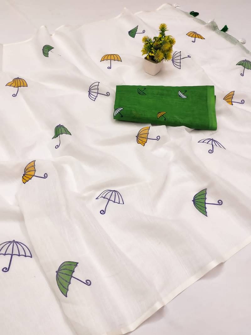     			supalee Tex Linen Printed Regular Saree With Unstitched Blouse Piece ( Multicolor 2 )
