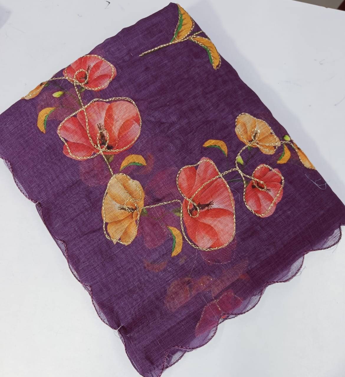     			supalee Tex Linen Printed Regular Saree With Unstitched Blouse Piece ( Multicolor 2 )