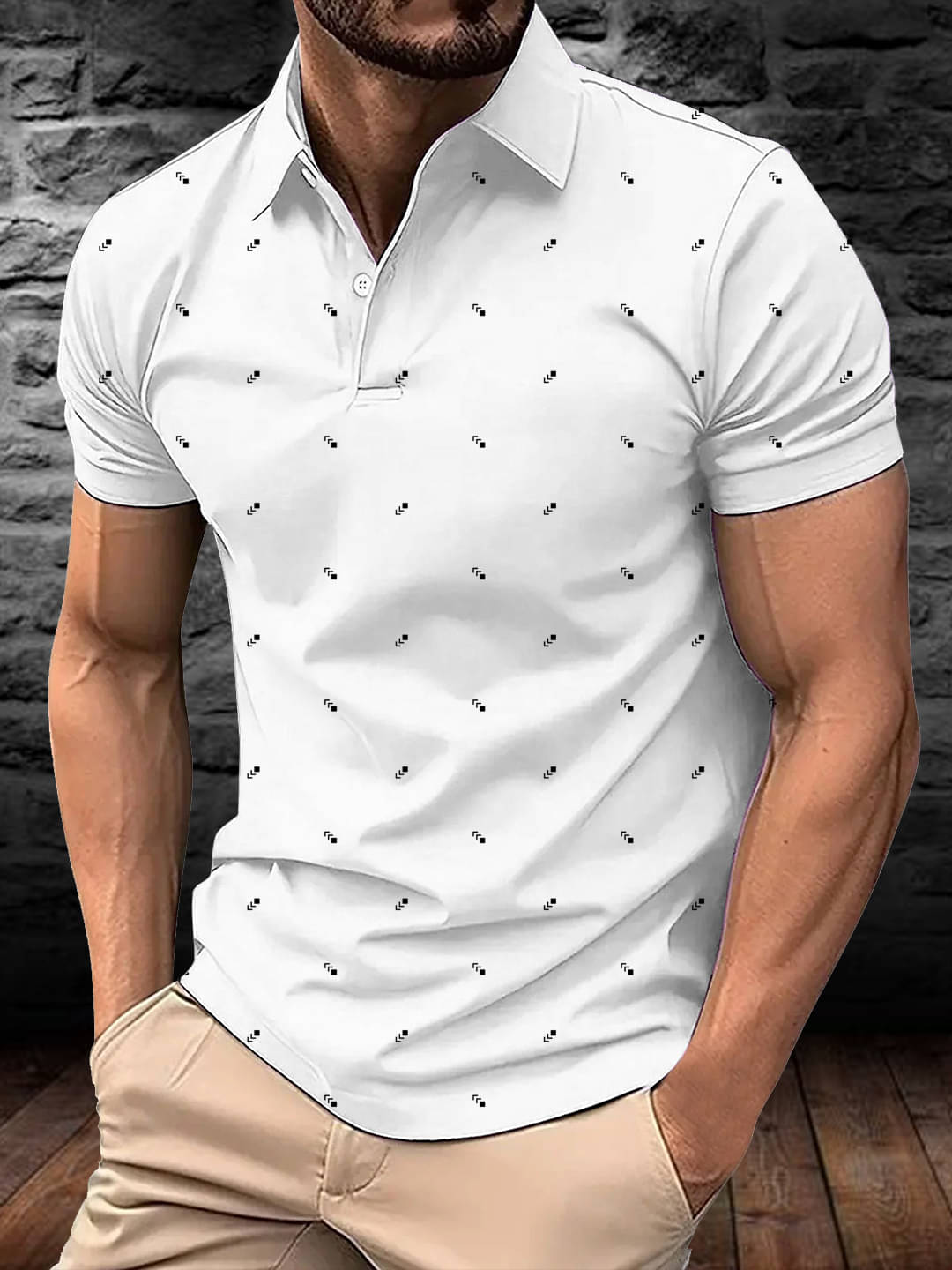 AIN6 Men Cotton Blend Regular Fit Printed Polo T Shirt ( White ) AIN6 Men Cotton Blend Regular Fit Printed Polo T Shirt ( White )