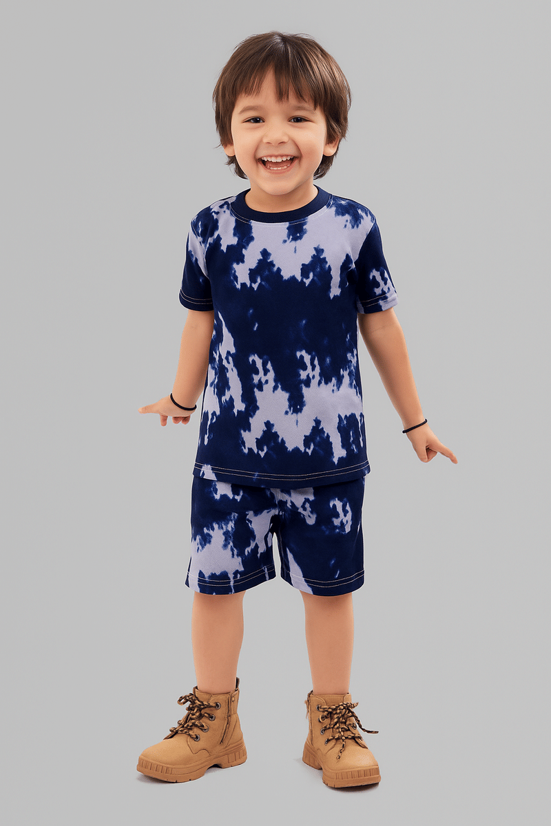     			ASTYLOR Pack of 1 Boys Cotton Spandex T-Shirt & Shorts Set ( Navy Blue )