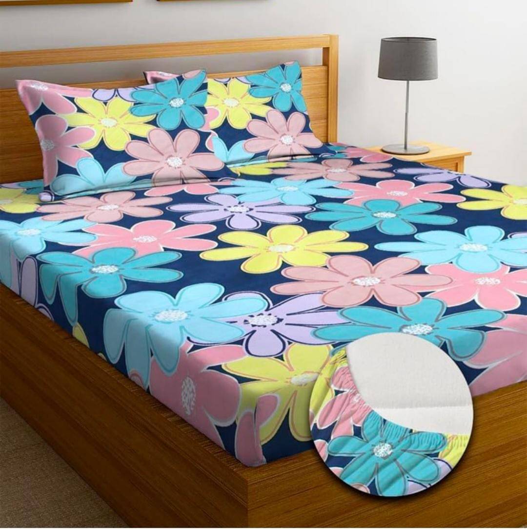     			Aavika Microfibre Abstract Printed Fitted ( Queen Size ) - Multi