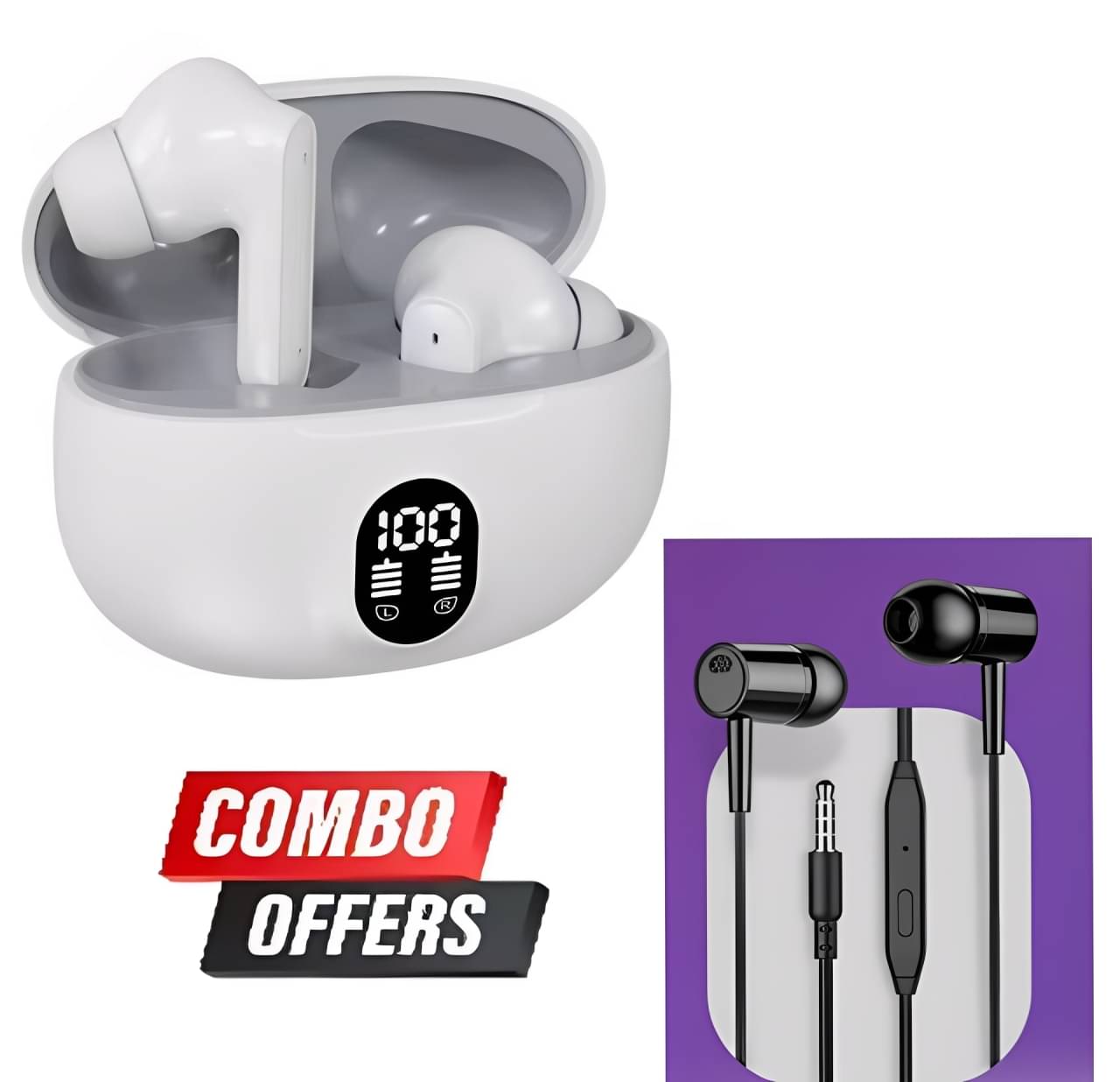     			Airdrops pro 3 wireless bluetooth earbuds WITH wired earphone HEDSET PRO combo(Truely wireless) Bluetooth Headset