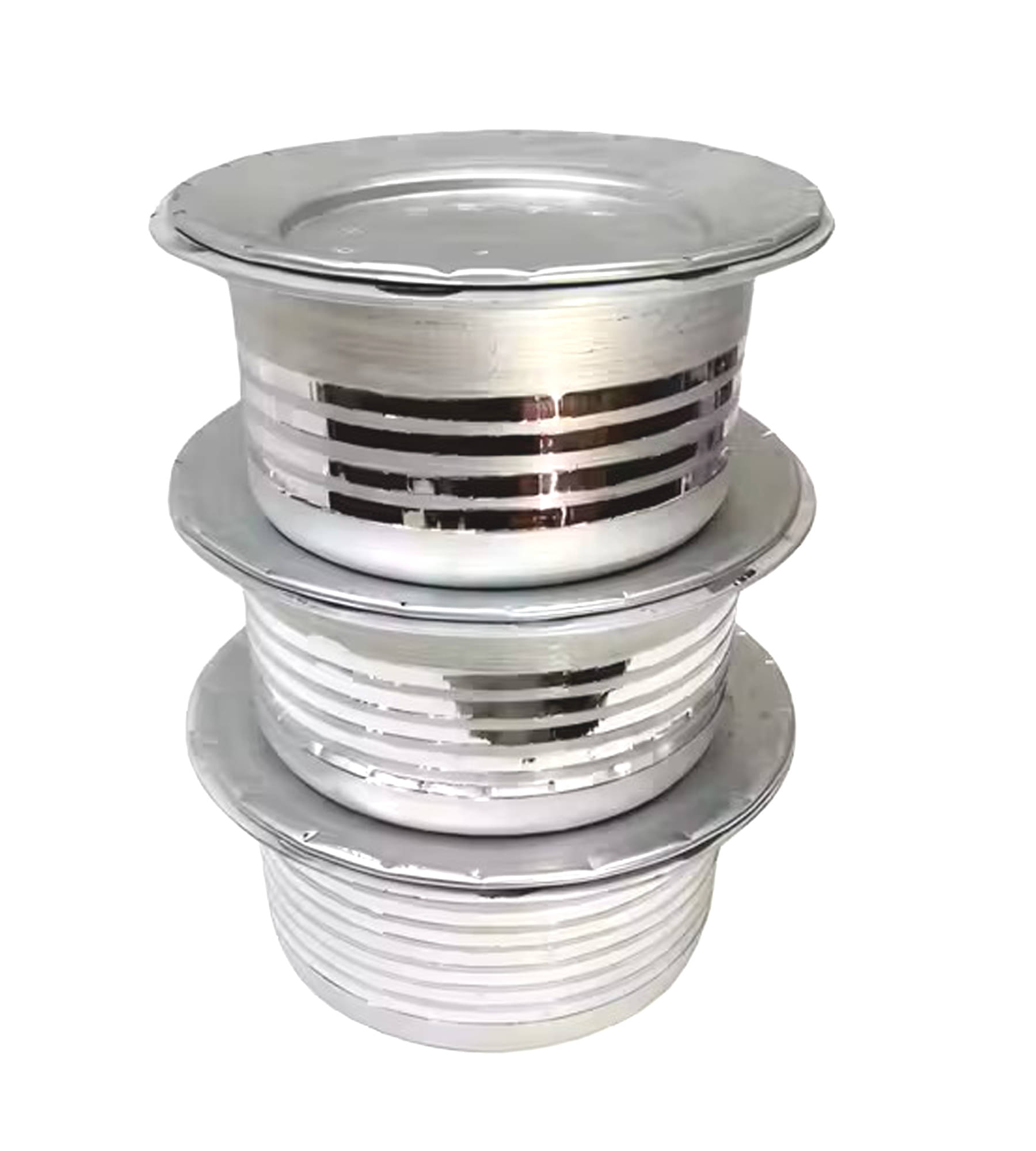     			Aluminum Mini Multipurpose Tope Cookware 3PC Bhagona Patila with Lid Non Coated Aluminium Tope Heavy Bottom with Outer Lid 15 cm Diameter 0.5 Ltr