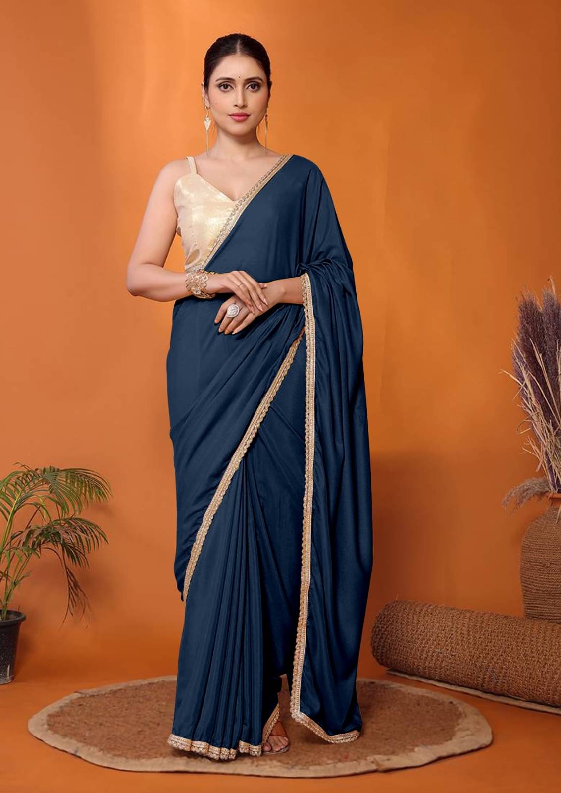 BLEESBURY Jimmy Choo Solid Regular Saree With Unstitched Blouse Piece ( Light Blue ) BLEESBURY Jimmy Choo Solid Regular Saree With Unstitched Blouse Piece ( Light Blue )