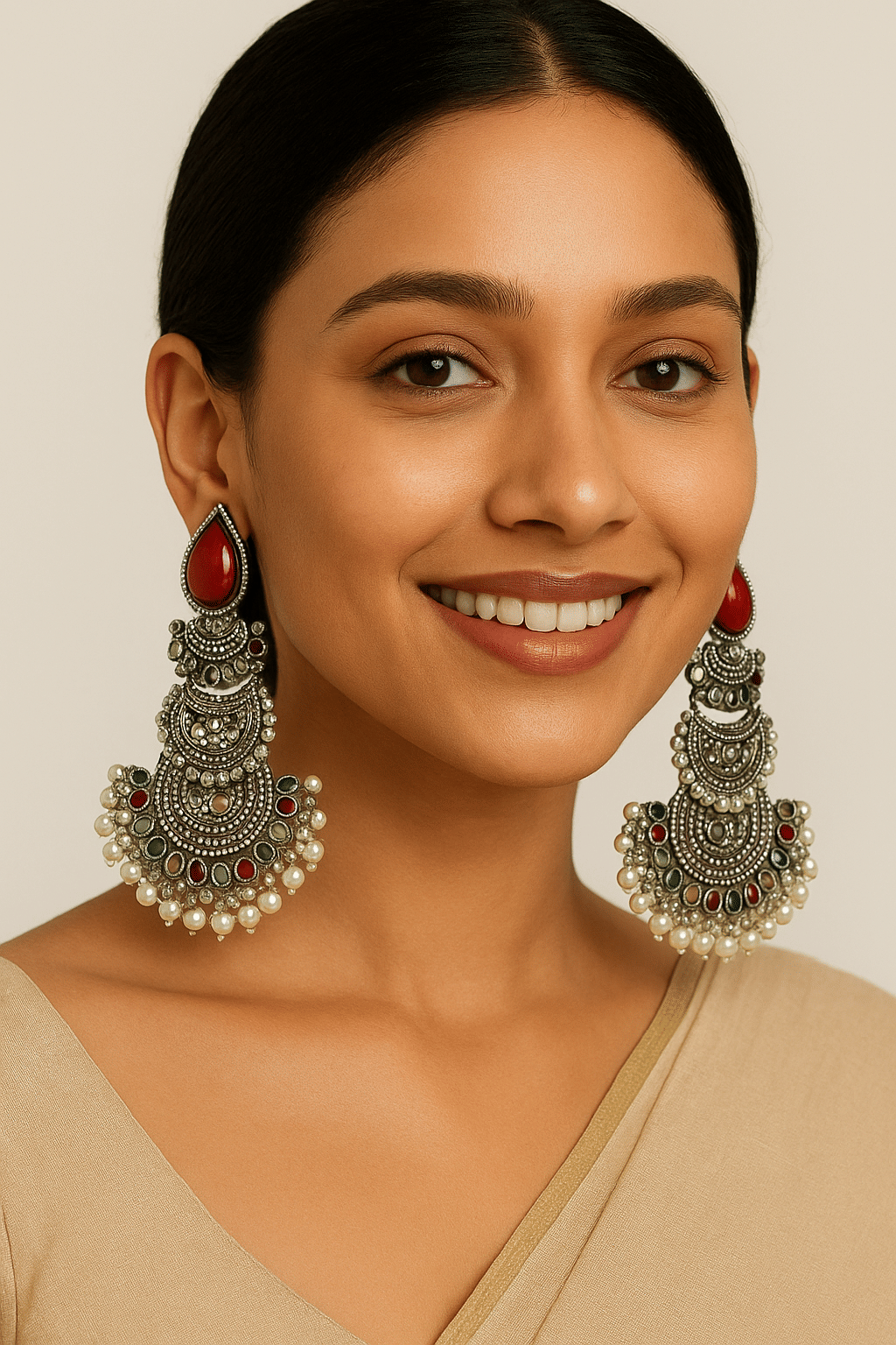     			BrassJewel Red Jhumki Earrings ( Pack of 1 )
