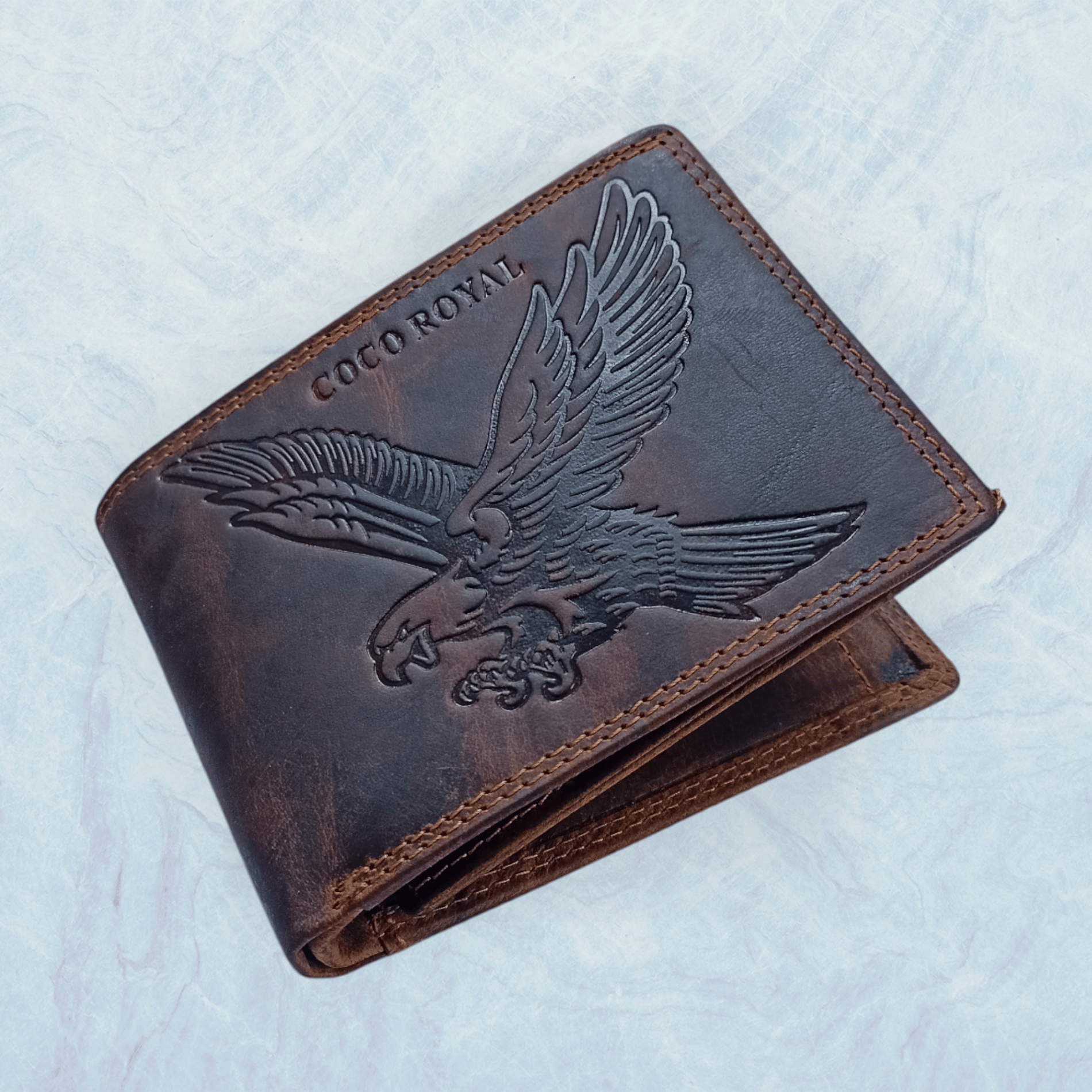     			COCO ROYAL Leather Printed Men's Two Fold Wallet With 10 Slots For Card ( Brown , Pack of 1 )