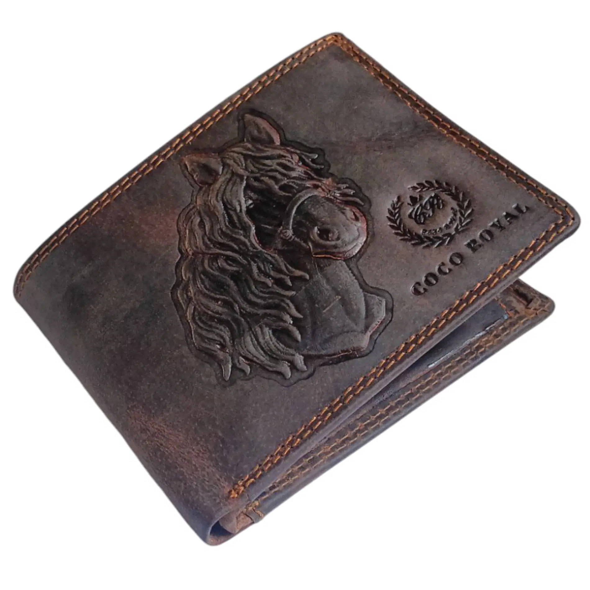     			COCO ROYAL Leather Printed Men's Two Fold Wallet With 10 Slots For Card ( Brown , Pack of 1 )