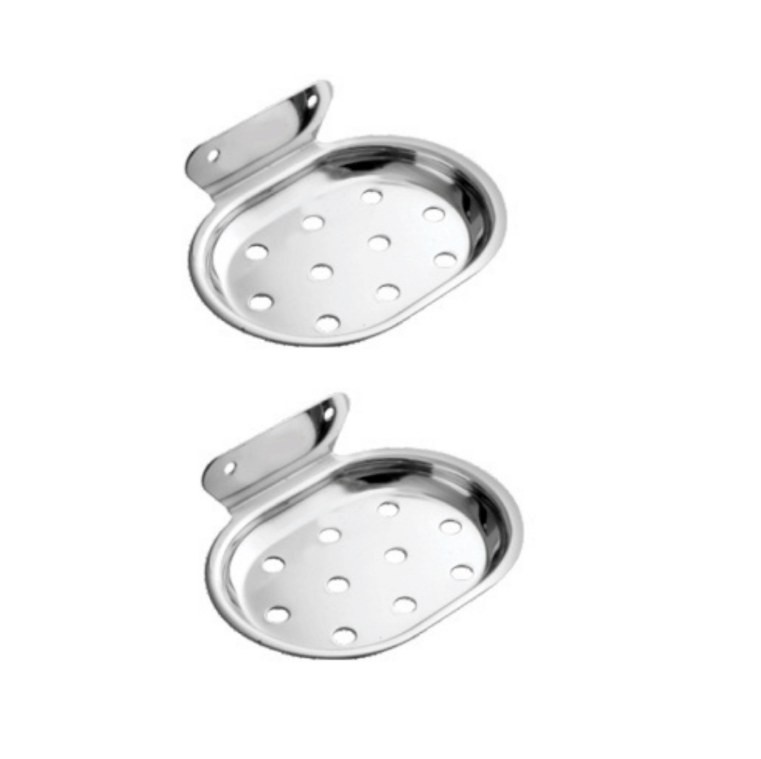     			COSWARE Breero Round Stainless Steel Single Soap Dish Holder for Bathroom Wall Mount in Chrome Finish without Wall Flange for Wash Area/Kitchen & Bathroom (Set of 2)