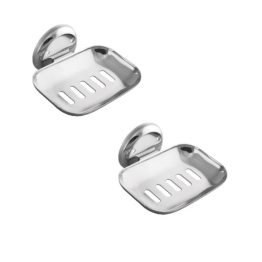     			COSWARE Slice Oval Stainless Steel Single Soap Dish/Soap Holder for Bathroom Wall Mount in Chrome Finish with Wall Flange for Wash Area/Kitchen & Bathroom (Set of 2)